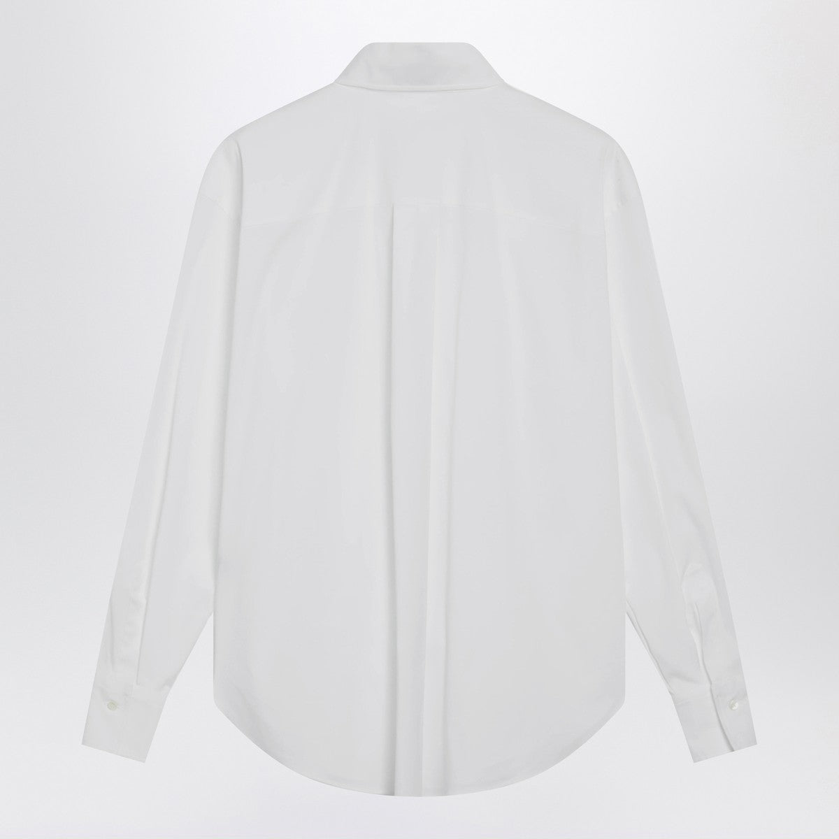 Brunello Cucinelli White Stretch Cotton Poplin Shirt with Shiny Monile Flap Detail White