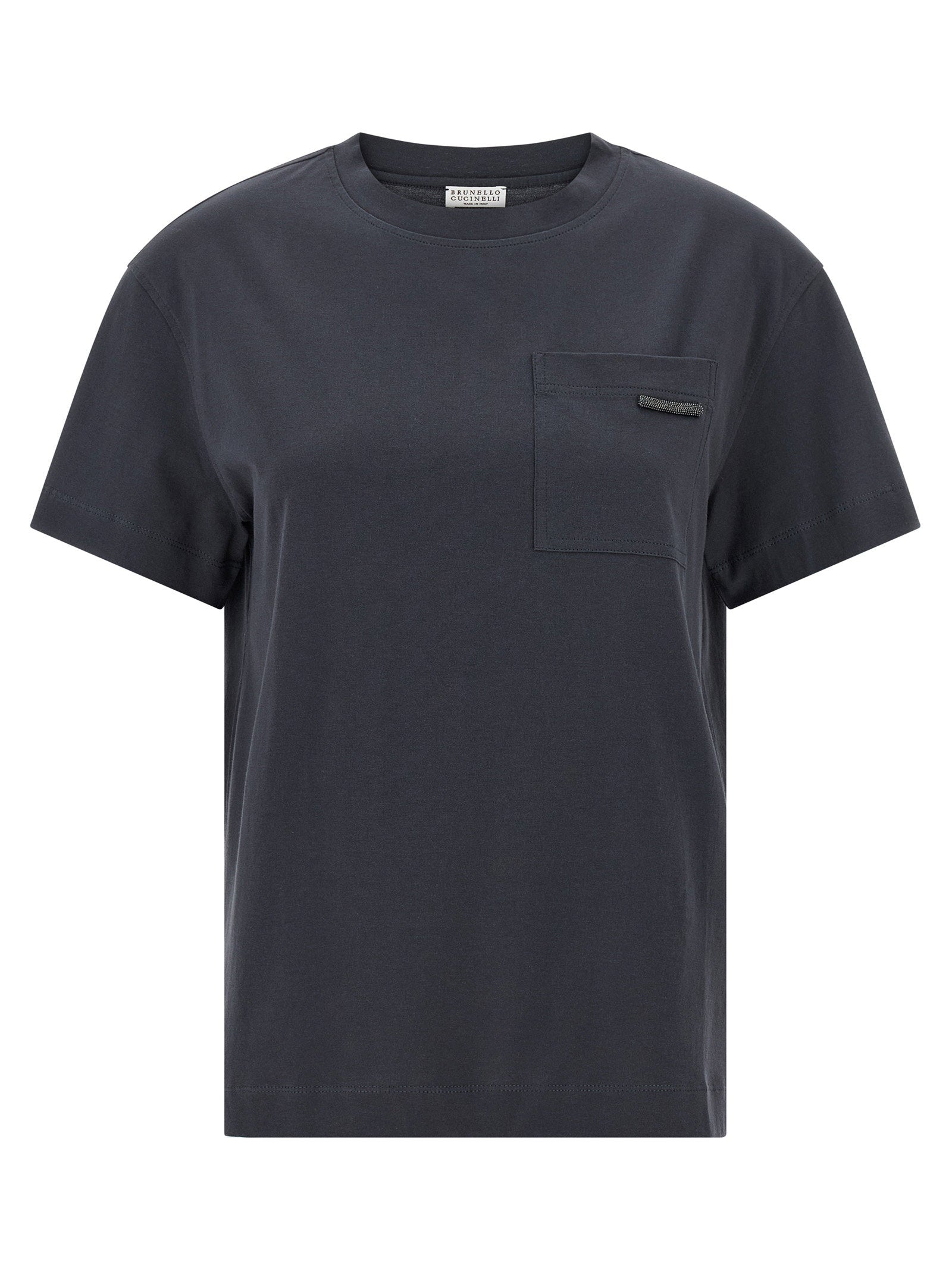 Brunello Cucinelli Shiny Tab T-shirt Blue