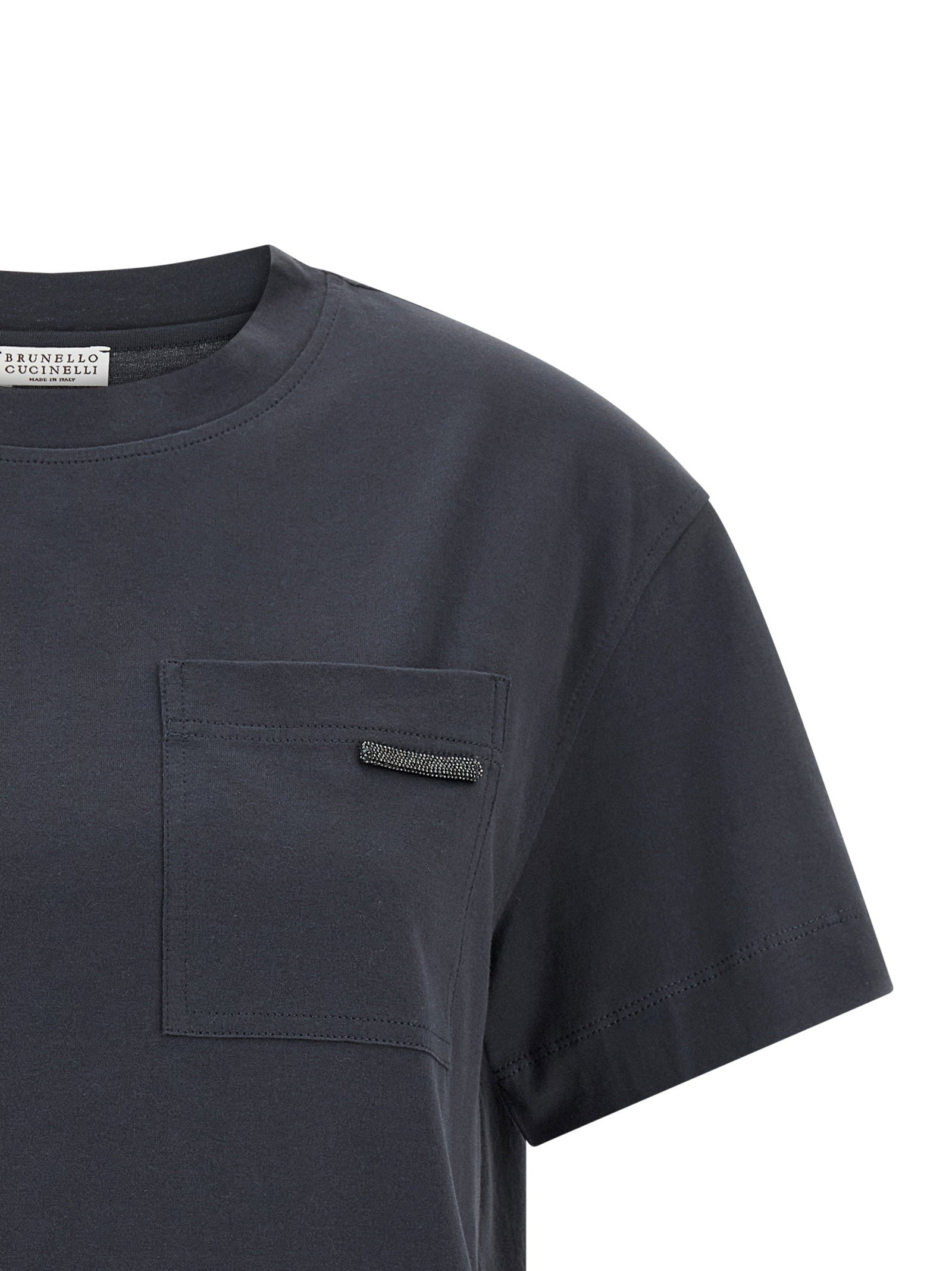 Brunello Cucinelli Shiny Tab T-shirt Blue