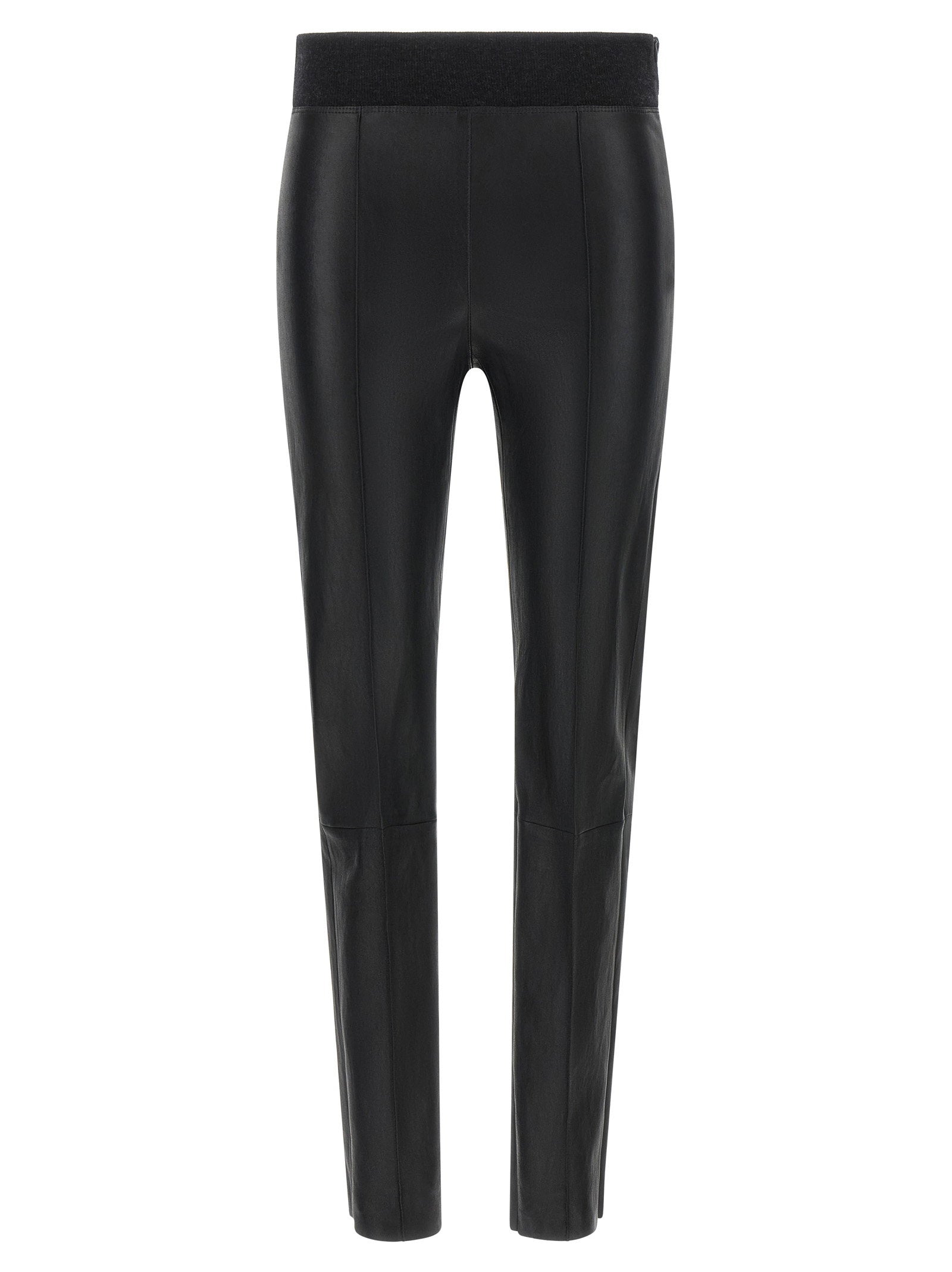 Brunello Cucinelli Stretch Nappa Leather Leggings Black