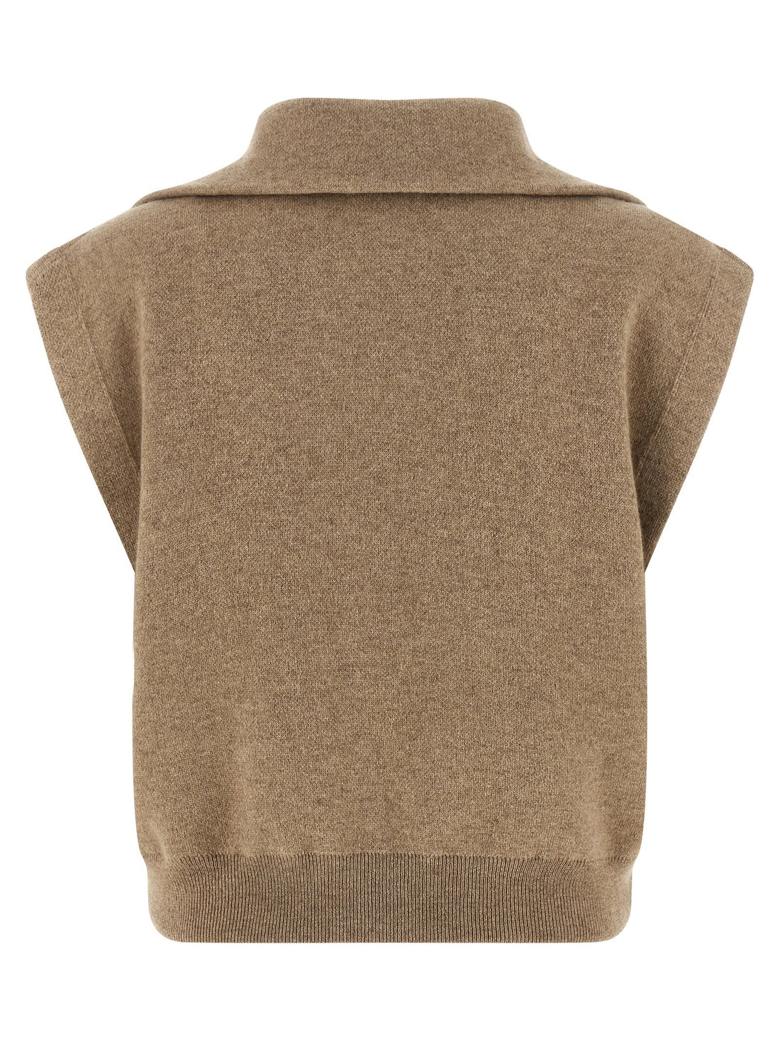 Brunello Cucinelli Shiny Zipper Pull Vest Beige