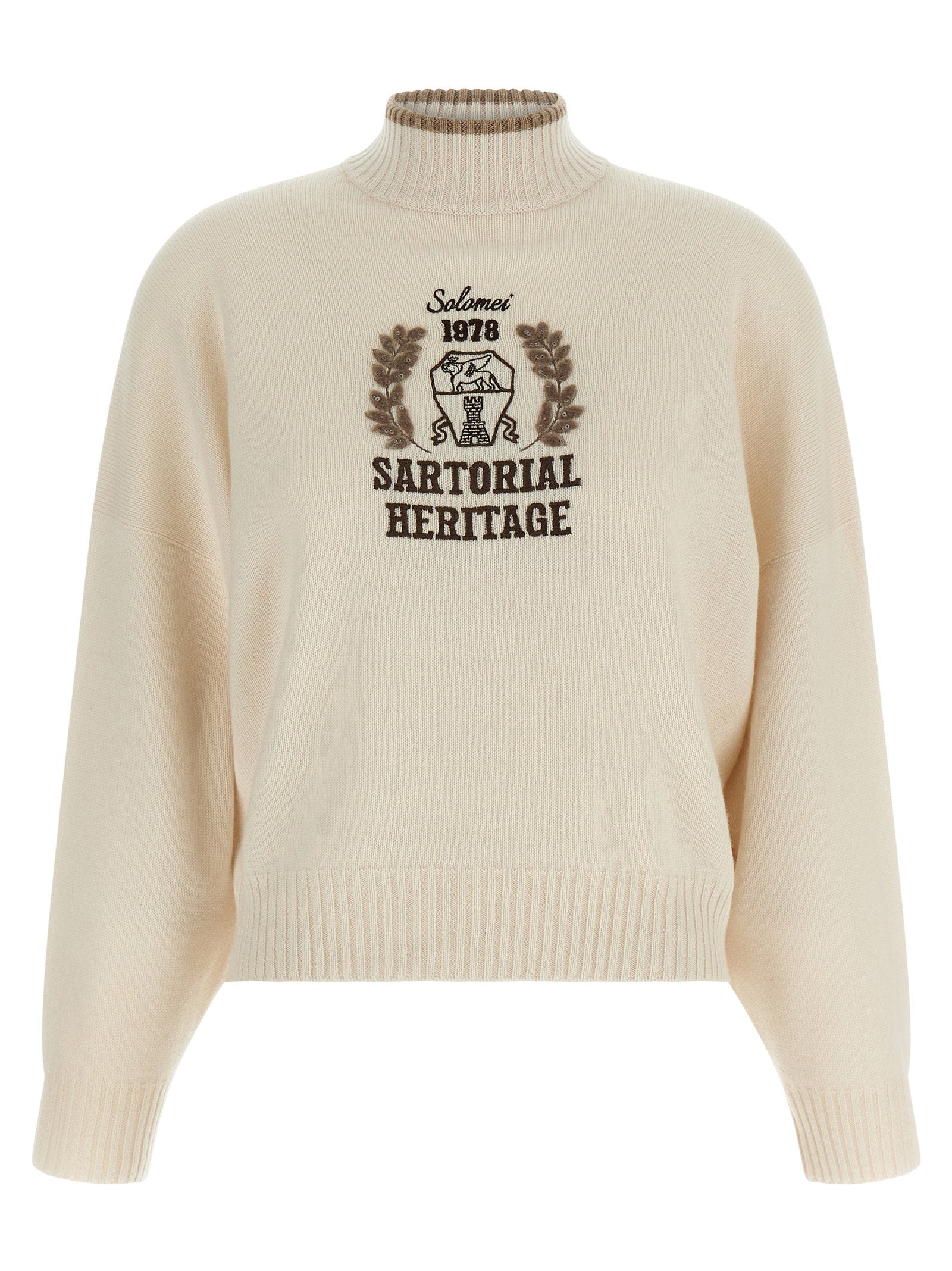 Brunello Cucinelli Heraldic Embroidery Sweater Beige