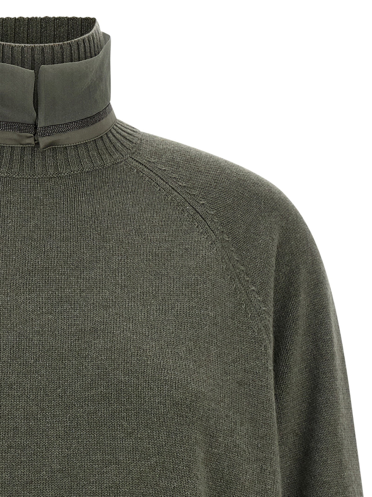 Brunello Cucinelli Monile Insert Sweater Green