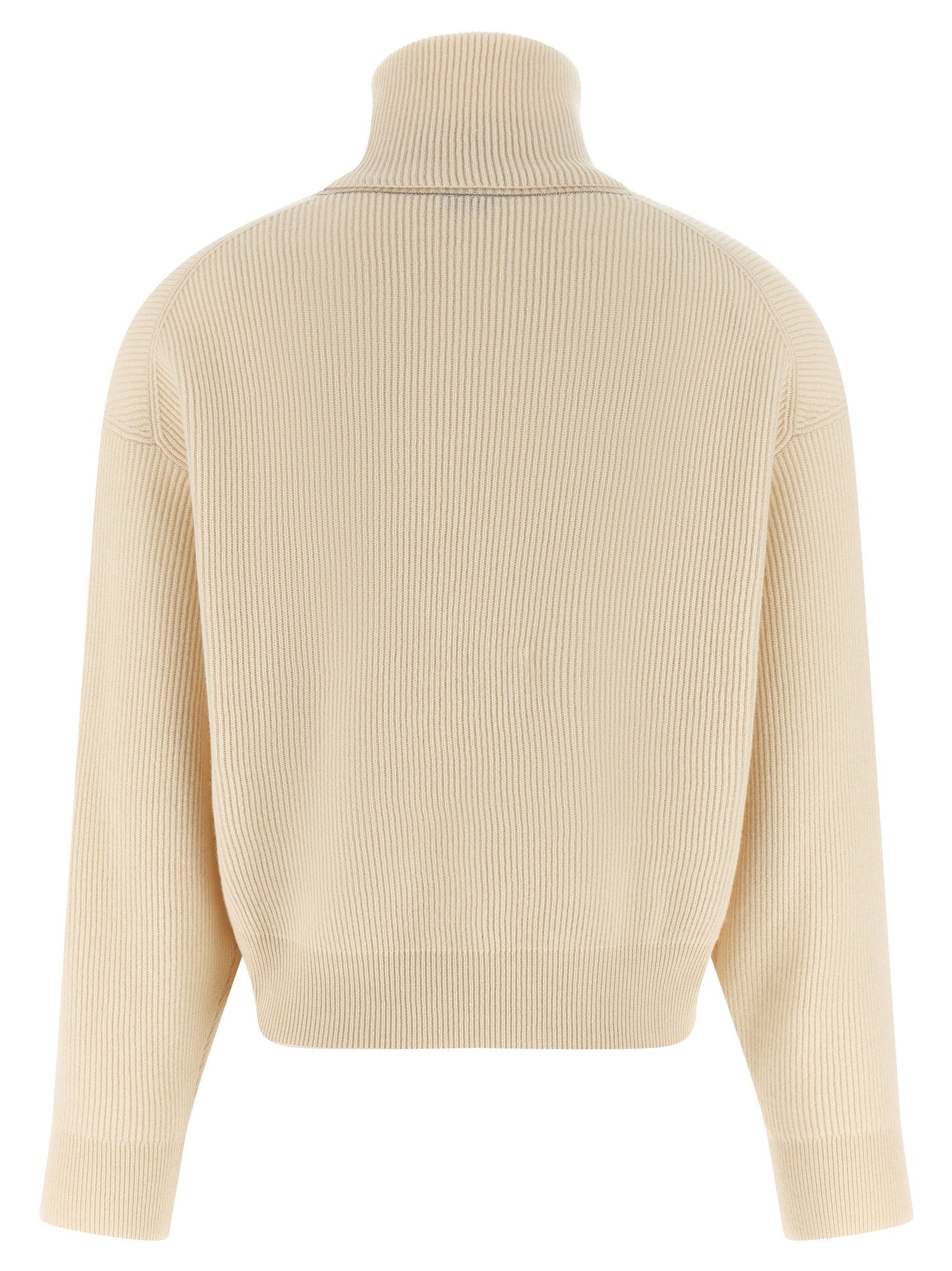 Brunello Cucinelli English Ribbed Sweater White