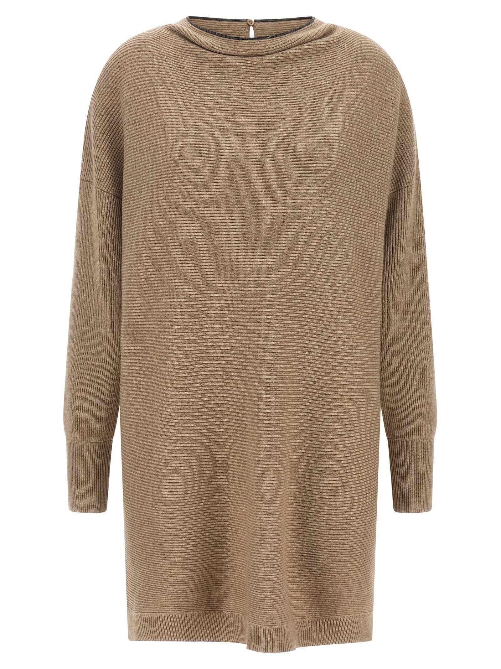 Brunello Cucinelli Precious Collar Dress Beige