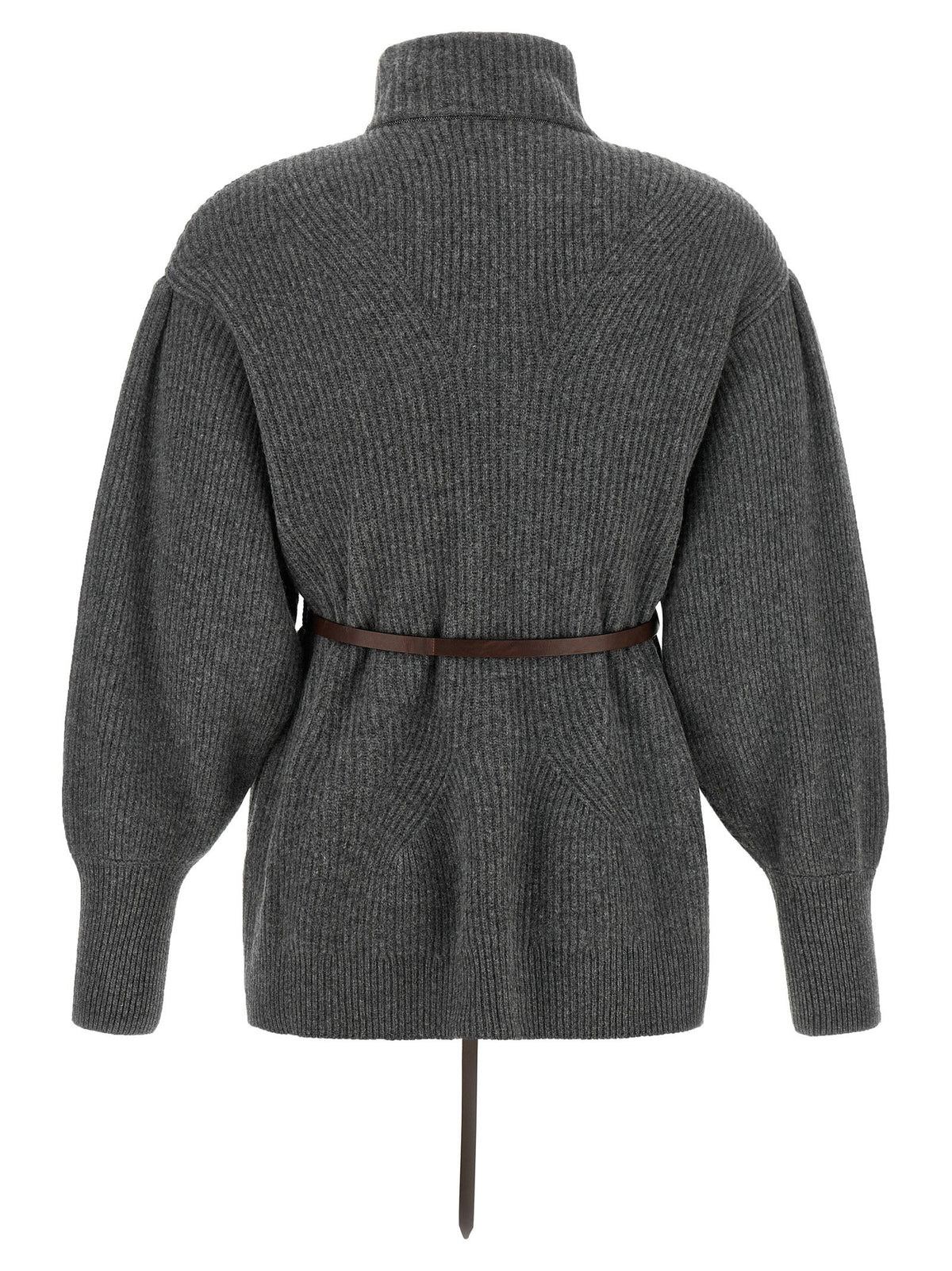 Brunello Cucinelli Belted Cardigan Gray