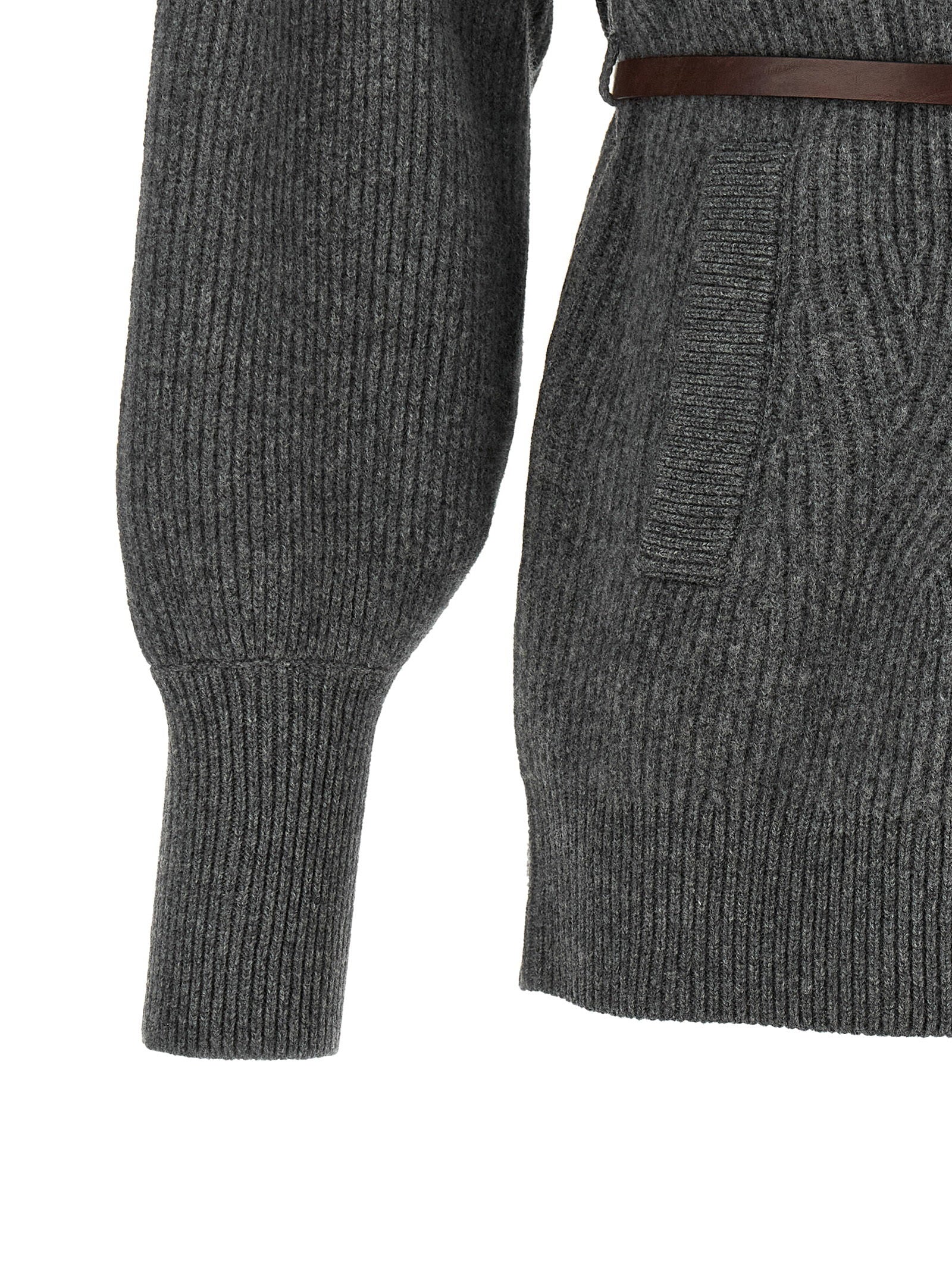 Brunello Cucinelli Belted Cardigan Gray
