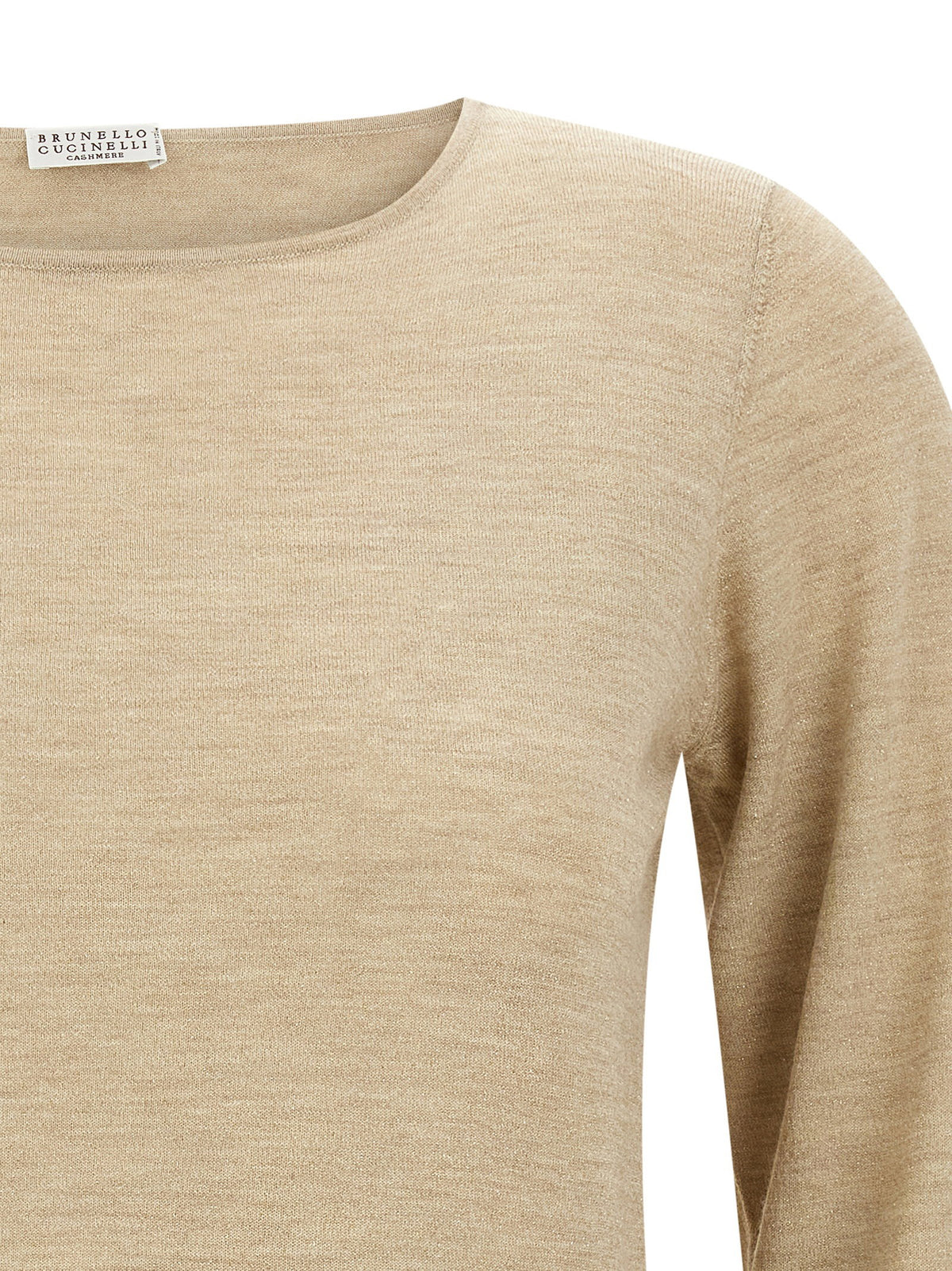Brunello Cucinelli Scollo A Barchetta In Lurex Sweater Beige