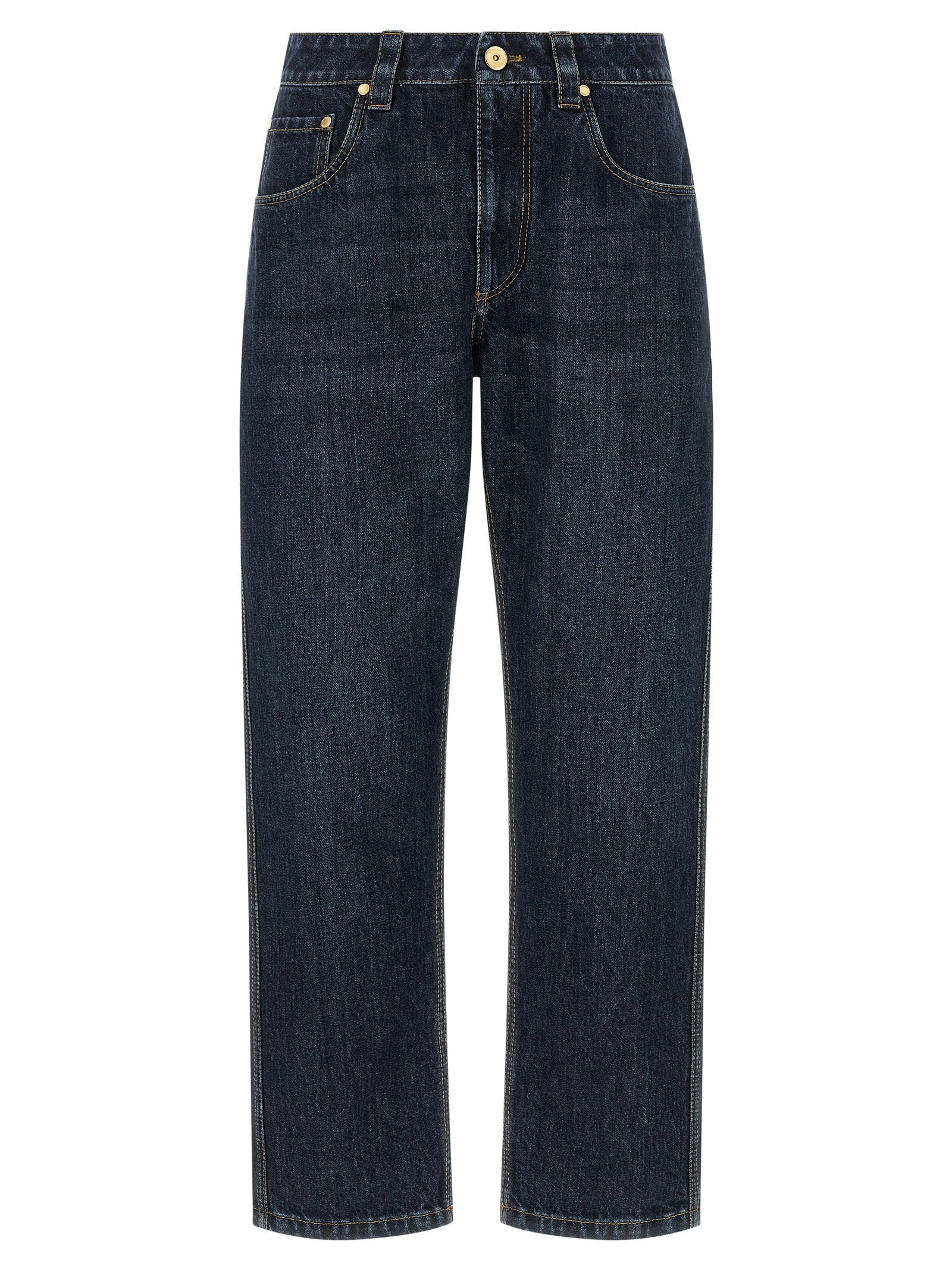 Brunello Cucinelli Shiny Bartack Jeans Blue