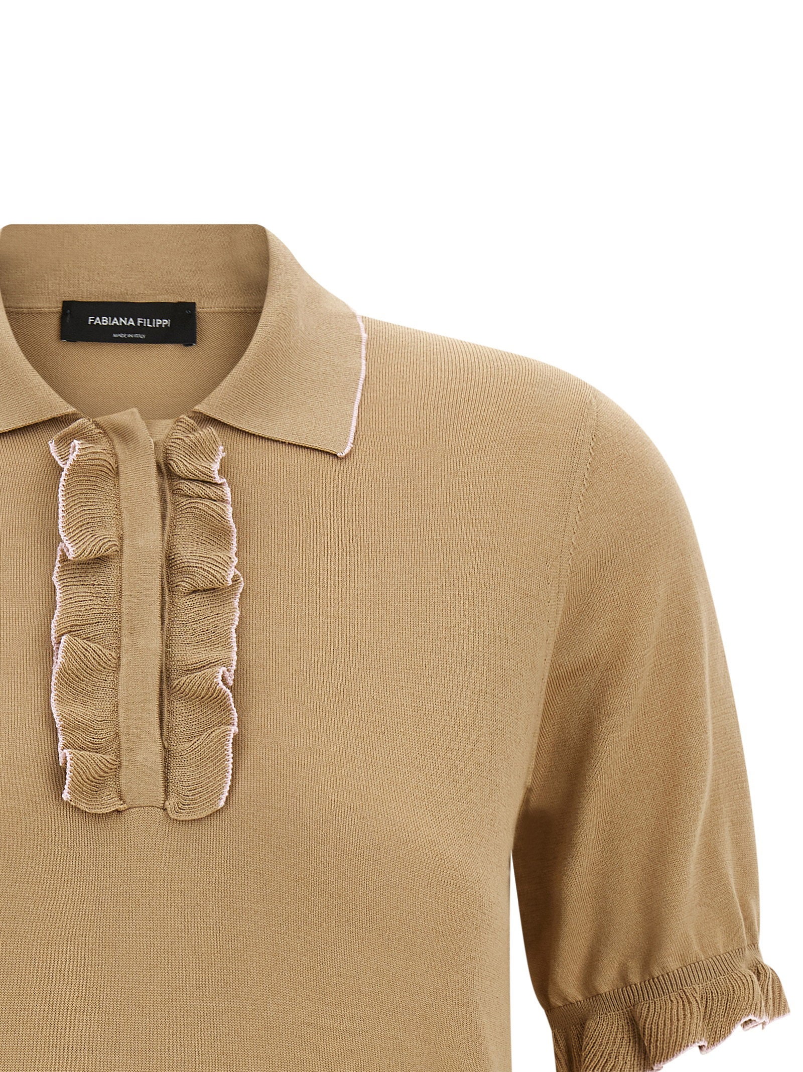 Fabiana Filippi Cotton Silk Polo Shirt Beige
