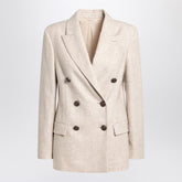 Brunello Cucinelli Double-Breasted Wool and Cashmere Jacket Beige