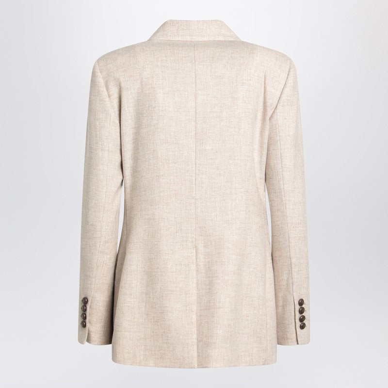 Brunello Cucinelli Double-Breasted Wool and Cashmere Jacket Beige