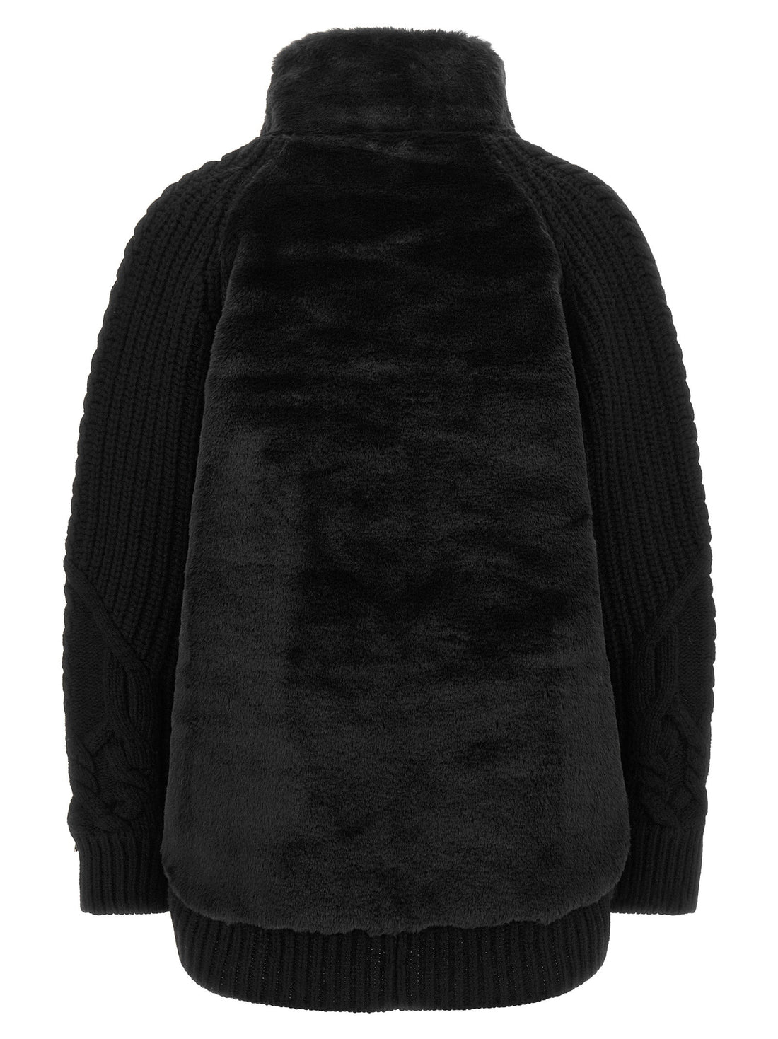 Herno Cardigan With Fur Insert Black