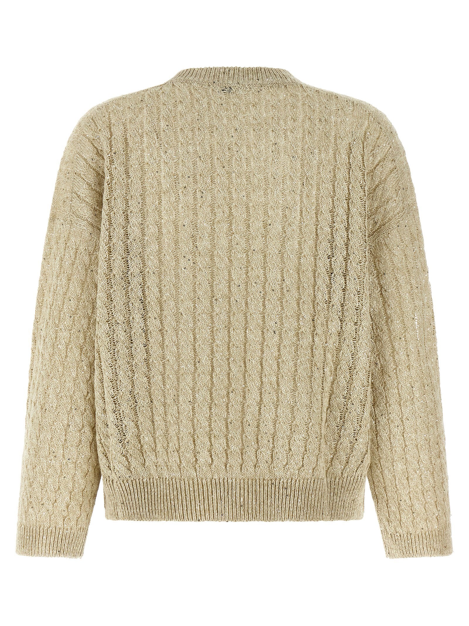 Brunello Cucinelli Dazzling Cable Sweater Beige