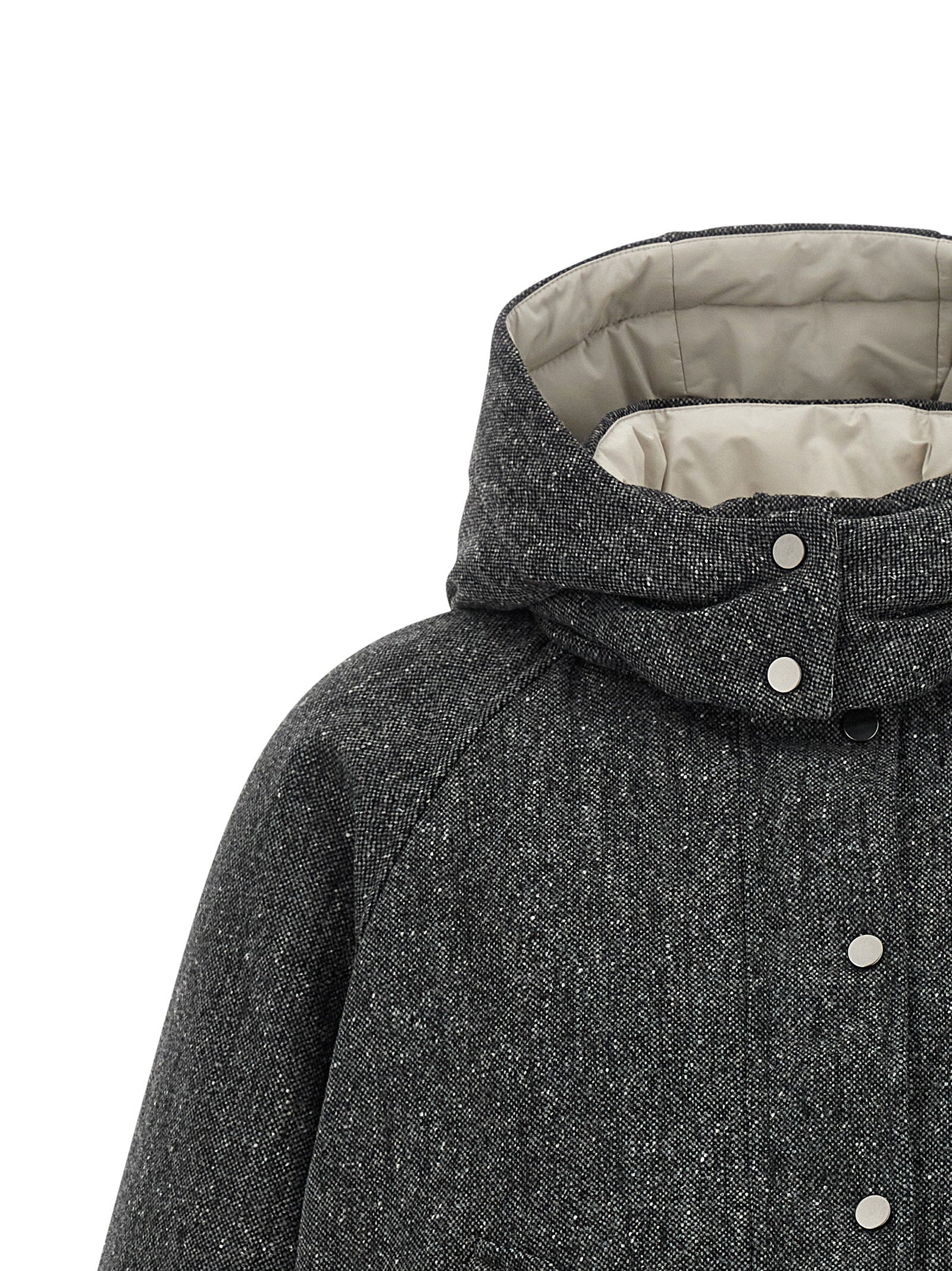 Brunello Cucinelli Shiny Zipper Pull Down Jacket Gray