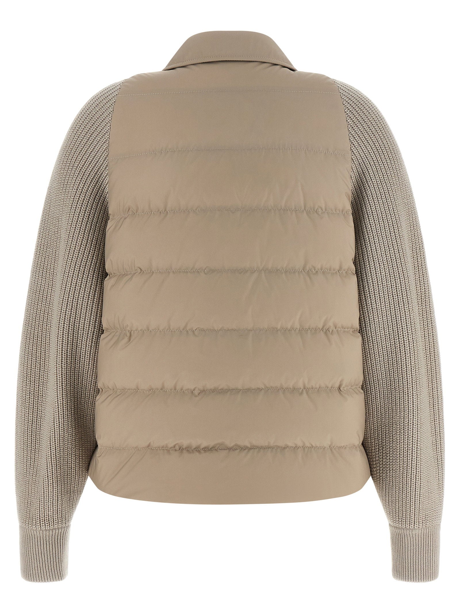 Brunello Cucinelli Shiny Flap Detail Down Jacket Beige