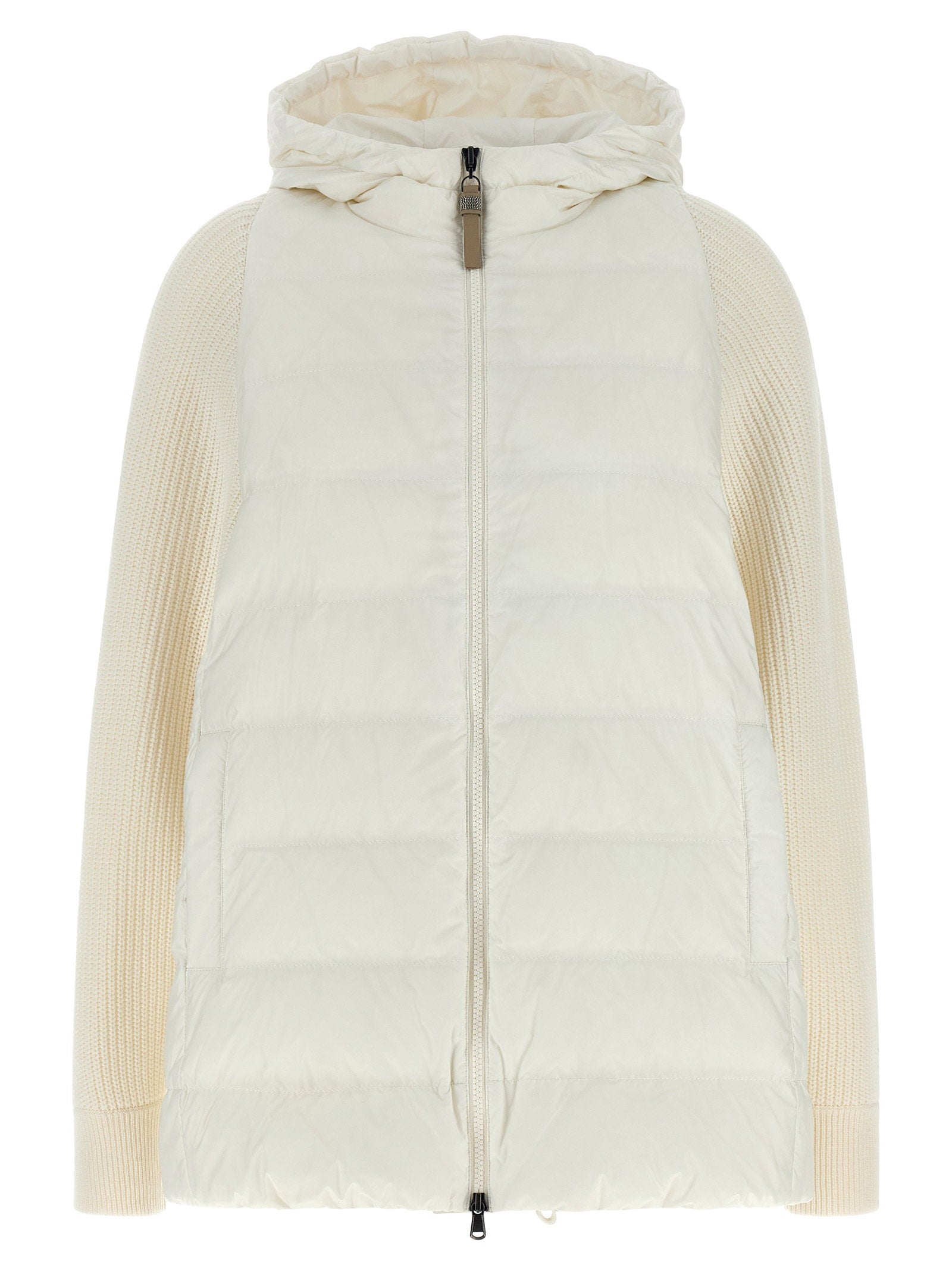Brunello Cucinelli Shiny Zipper Pull Down Jacket White