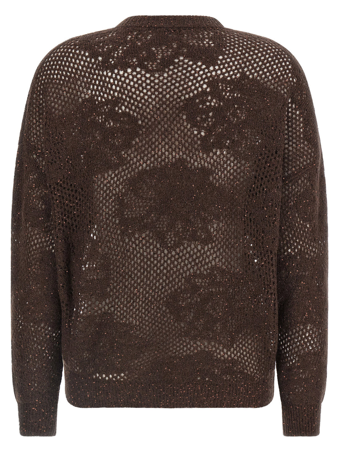 Brunello Cucinelli Flower Lace Sweater Brown