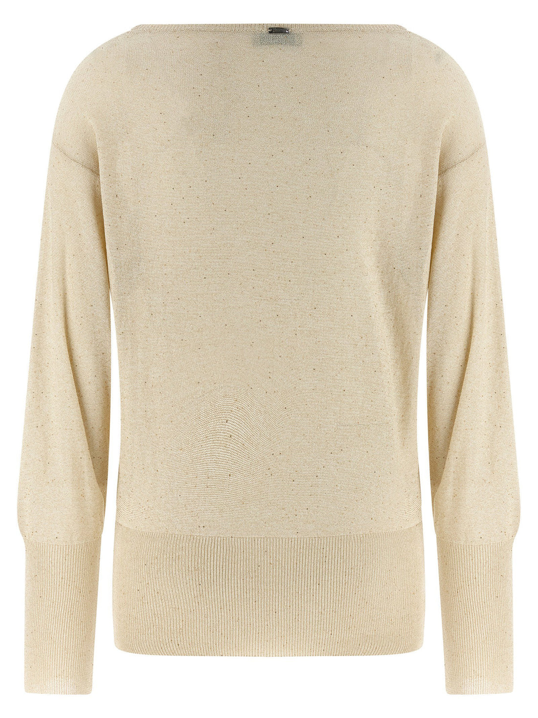 Herno Lamé And Sequin Yarn Sweater Beige