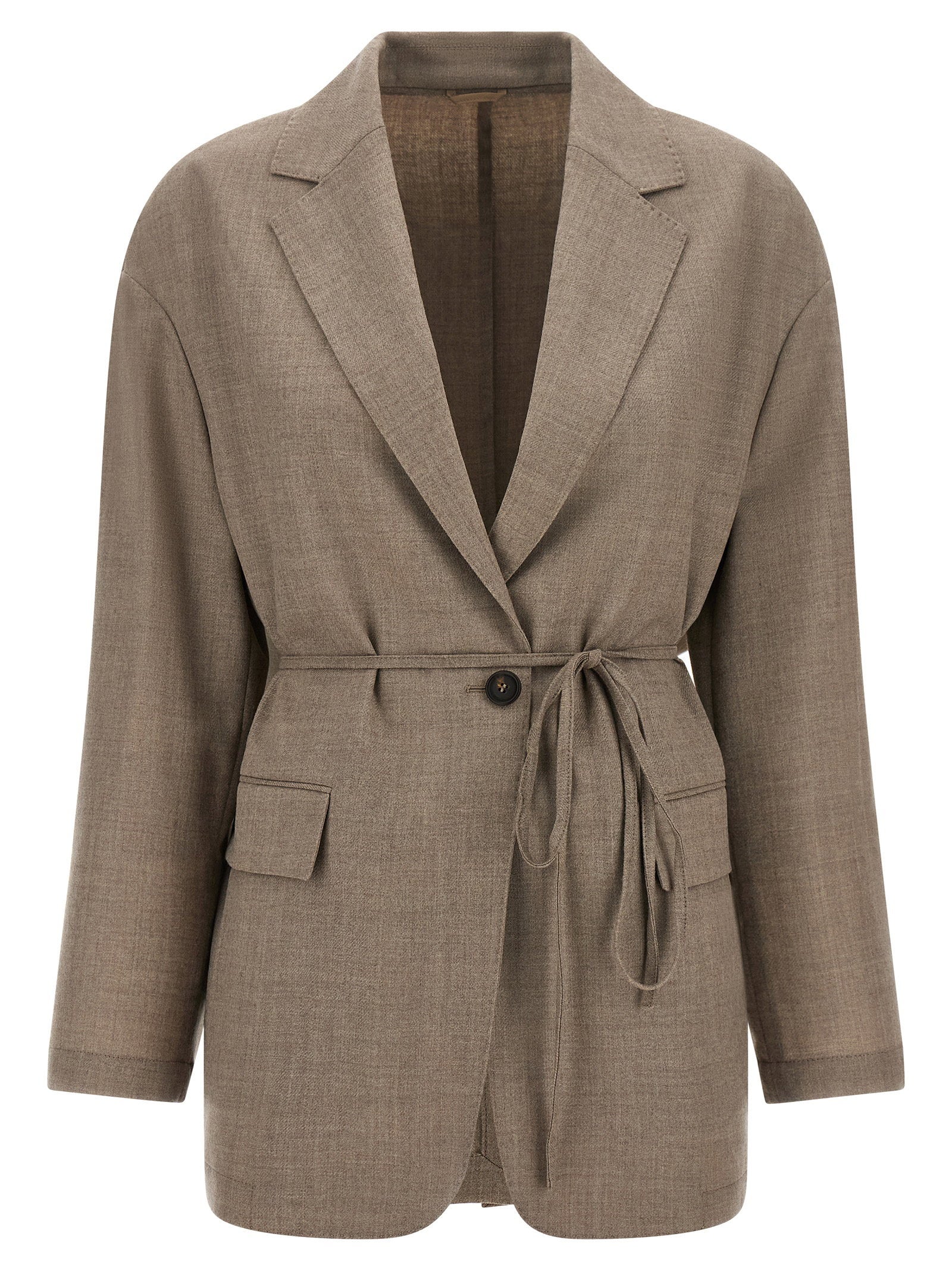Brunello Cucinelli Fresh Wool Blazer Beige