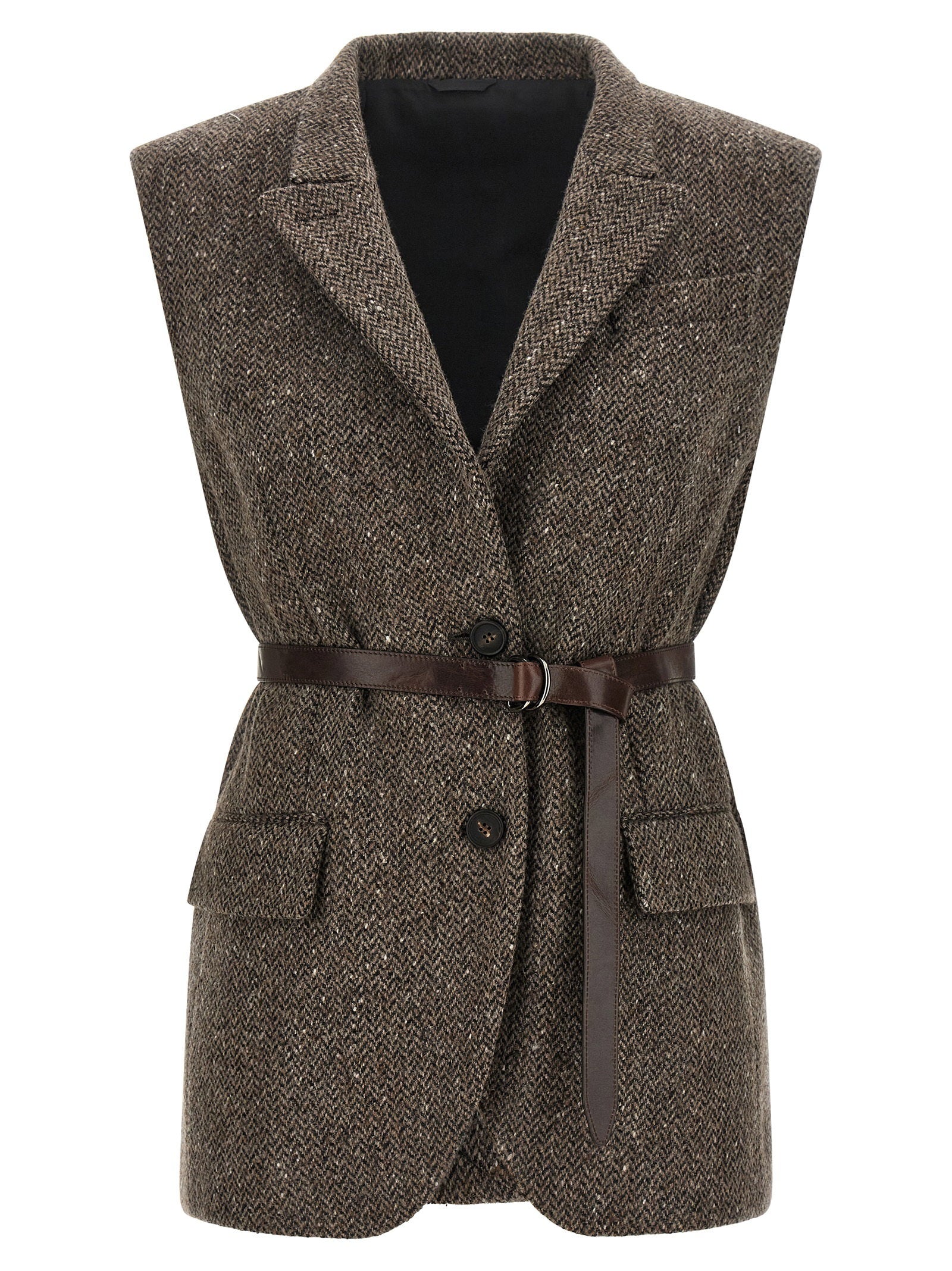 Brunello Cucinelli Mélange Wool Vest Brown