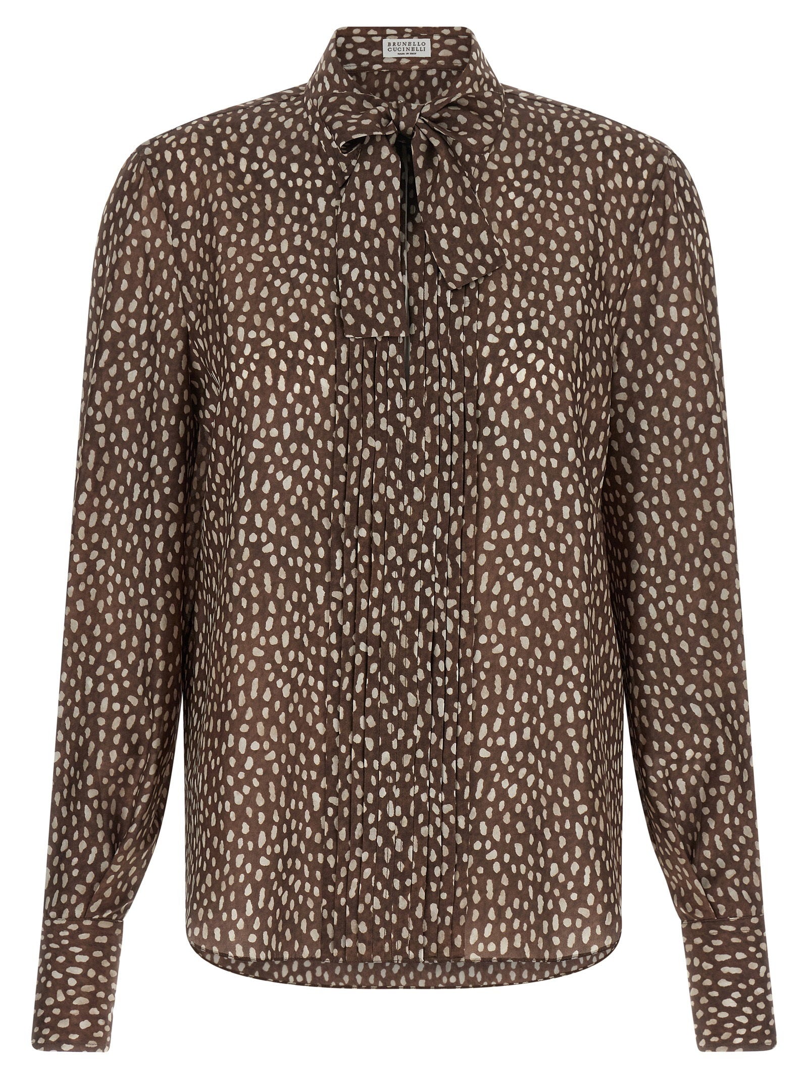 Brunello Cucinelli Lavallière Collar Shirt Brown