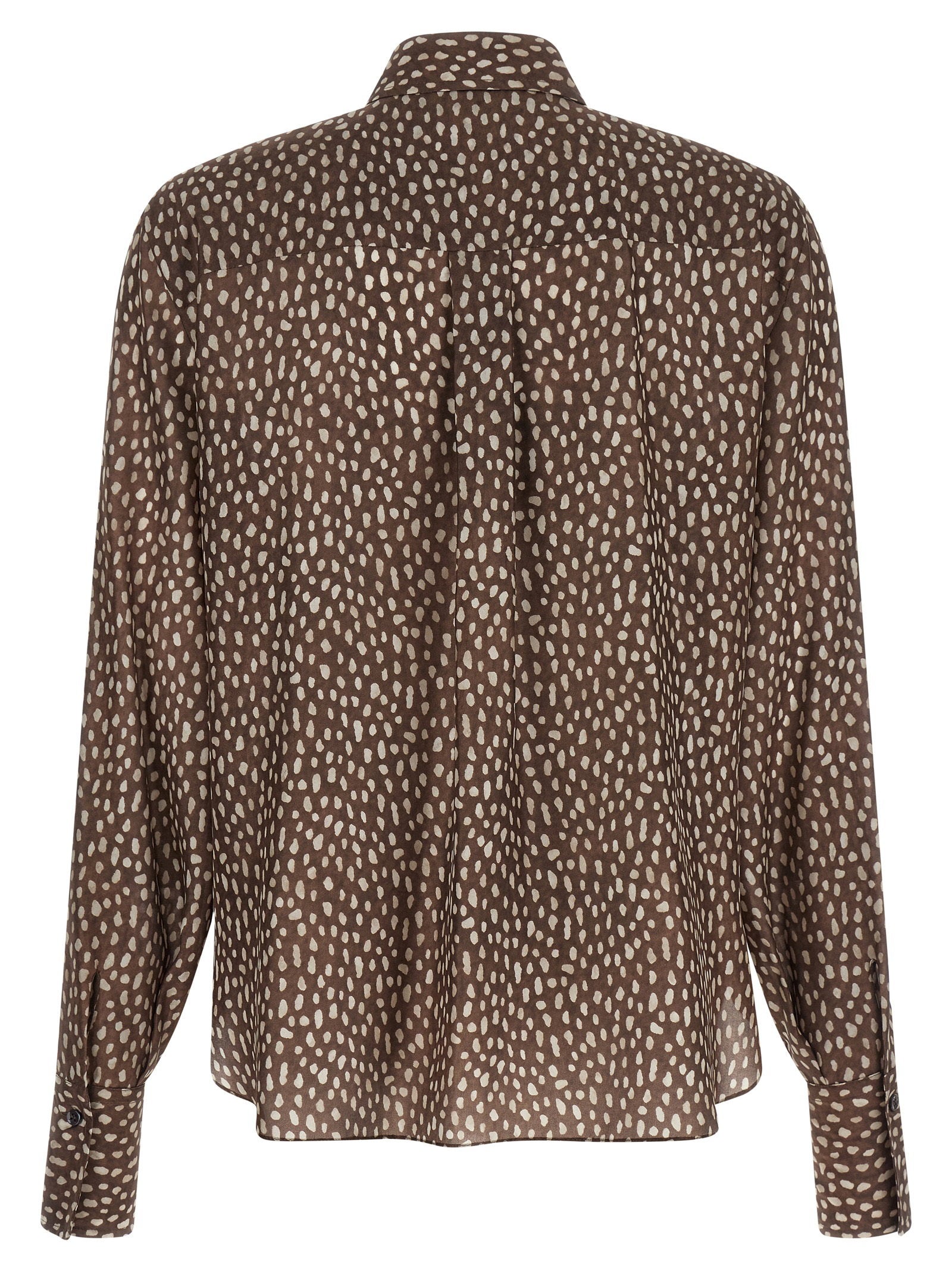 Brunello Cucinelli Lavallière Collar Shirt Brown