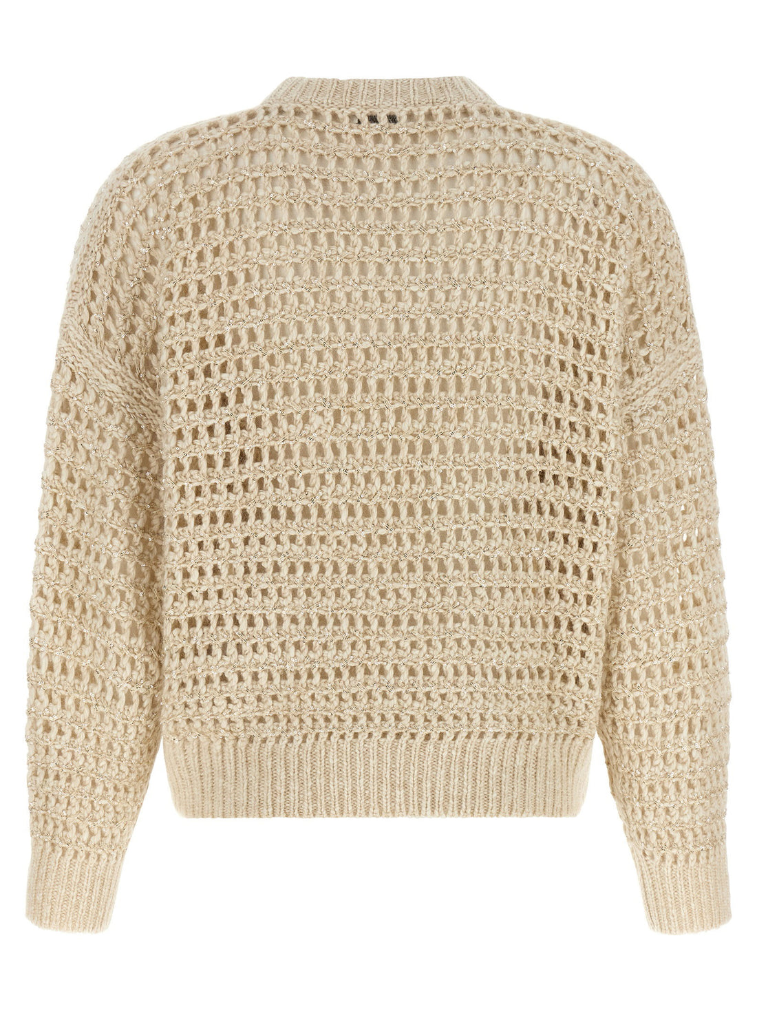 Brunello Cucinelli Dazzling Braids Sweater Beige