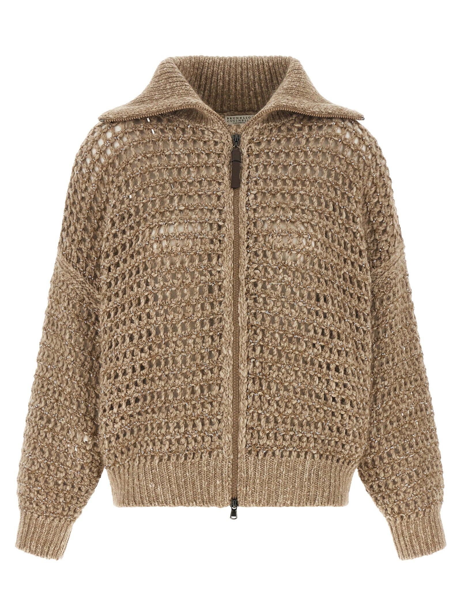 Brunello Cucinelli Dazzling Cardigan Beige