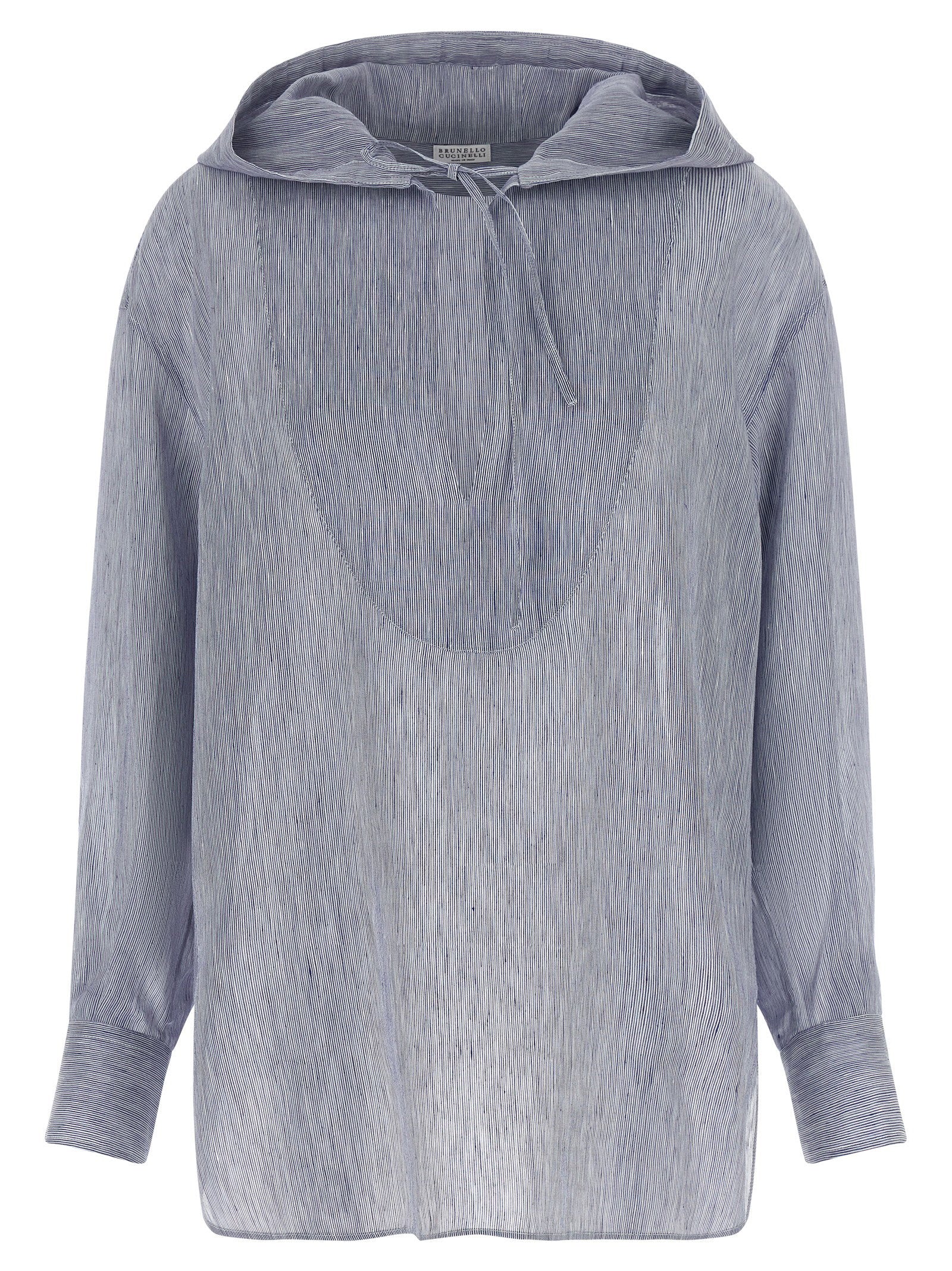 Brunello Cucinelli Hooded Shirt Light blue