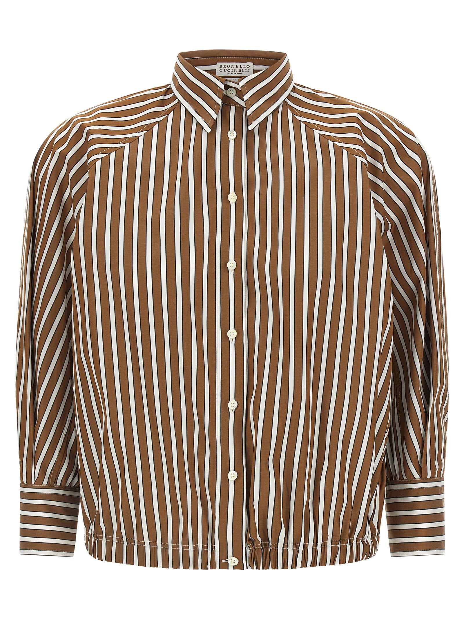 Brunello Cucinelli Shadow Striped Shirt Brown