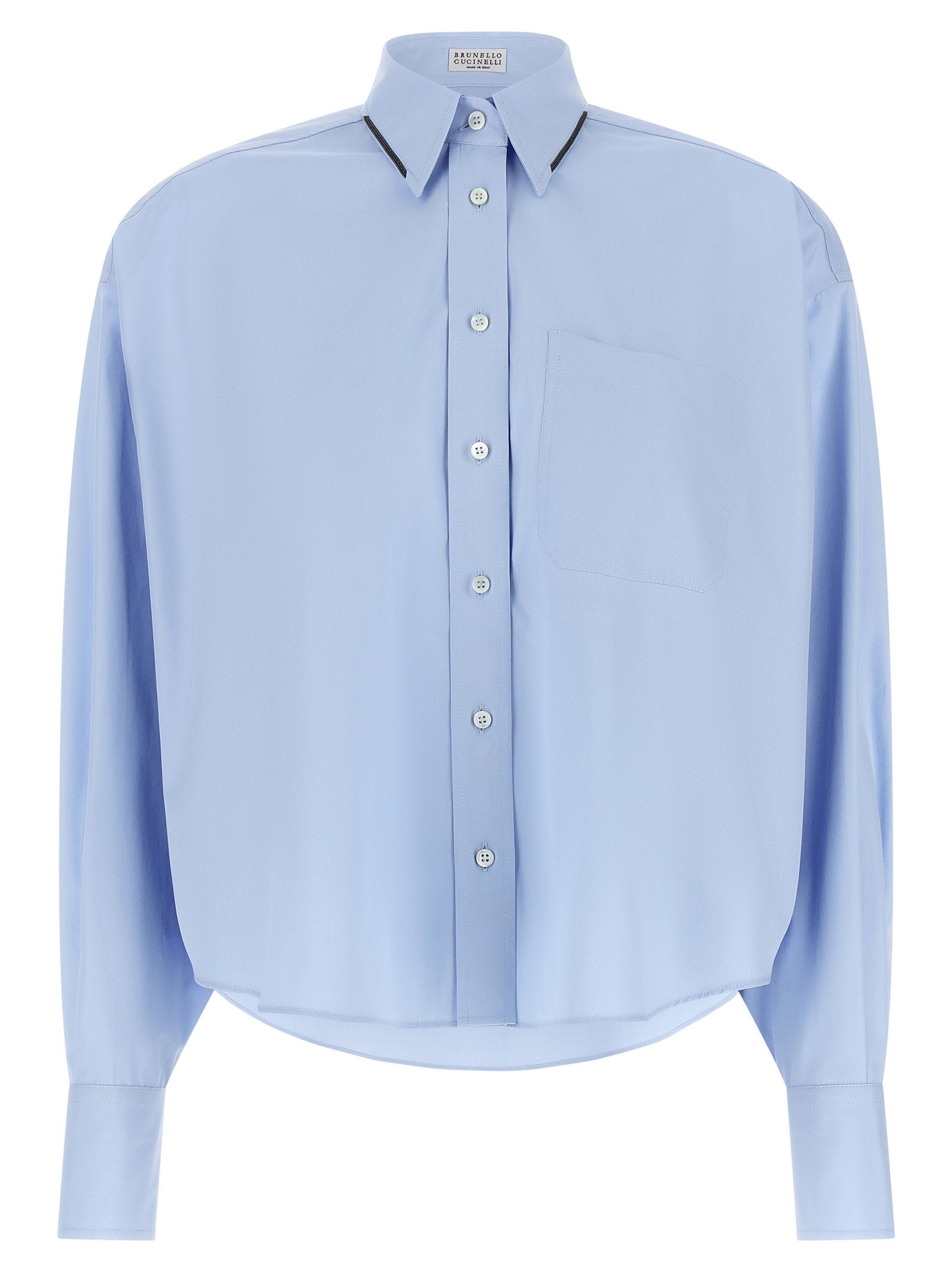 Brunello Cucinelli Shiny Trim Shirt Light blue