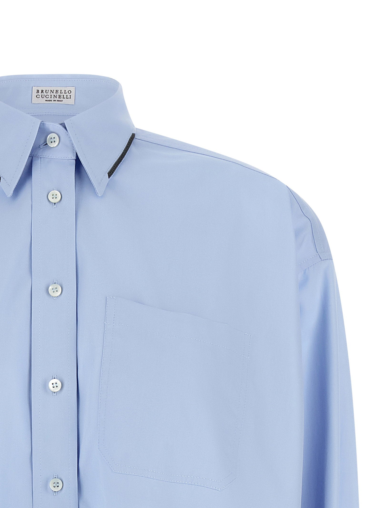 Brunello Cucinelli Shiny Trim Shirt Light blue