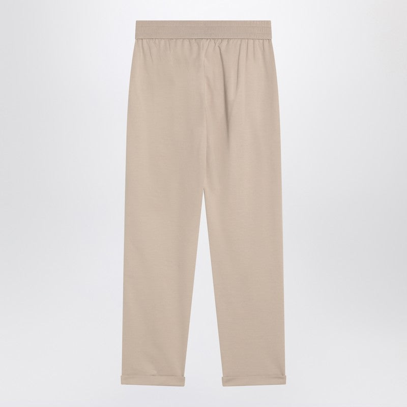 Brunello Cucinelli Beige Cotton Joggers with Drawstring Waist Beige