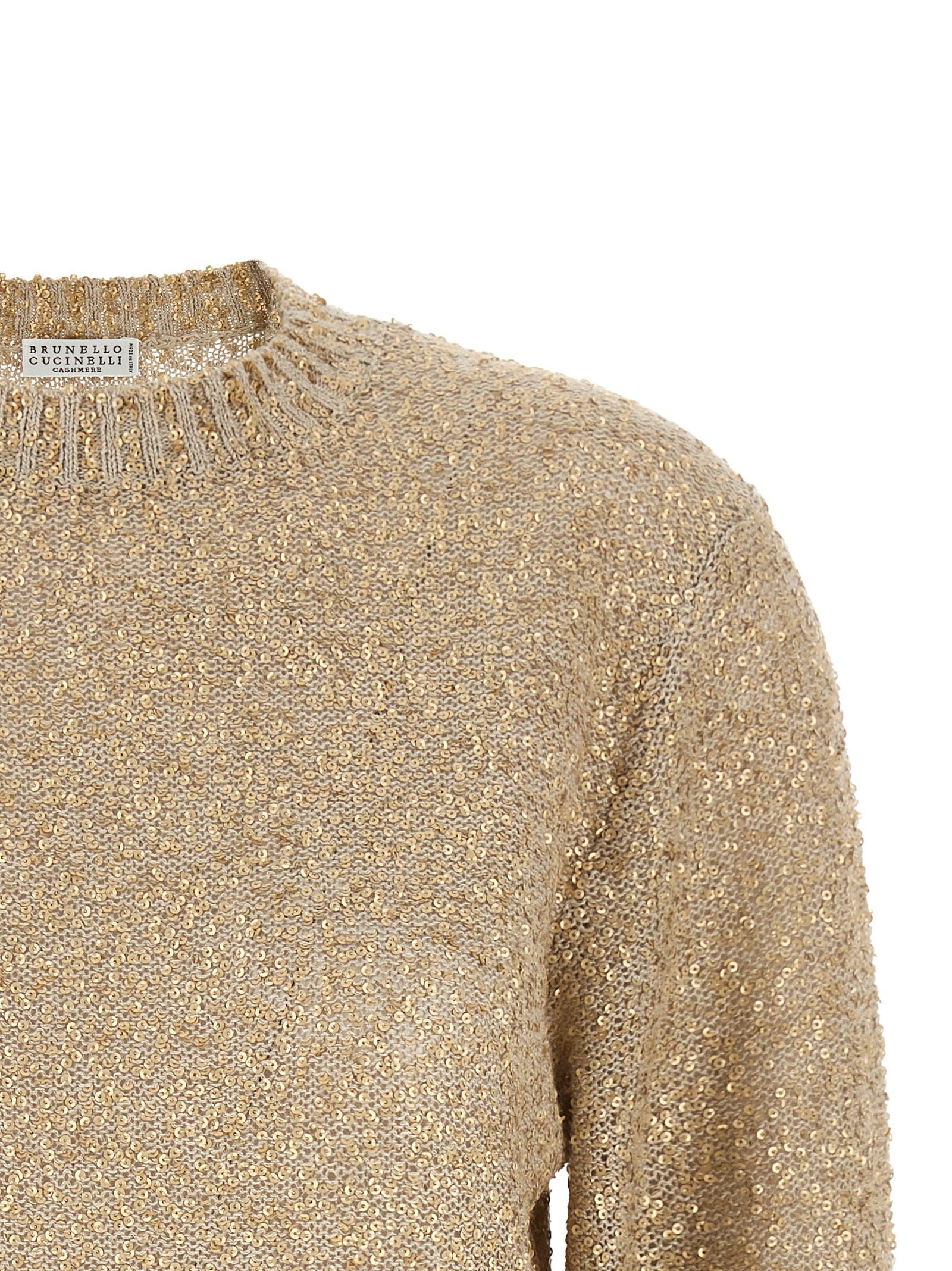 Brunello Cucinelli Micro Sequin Sweater Gold