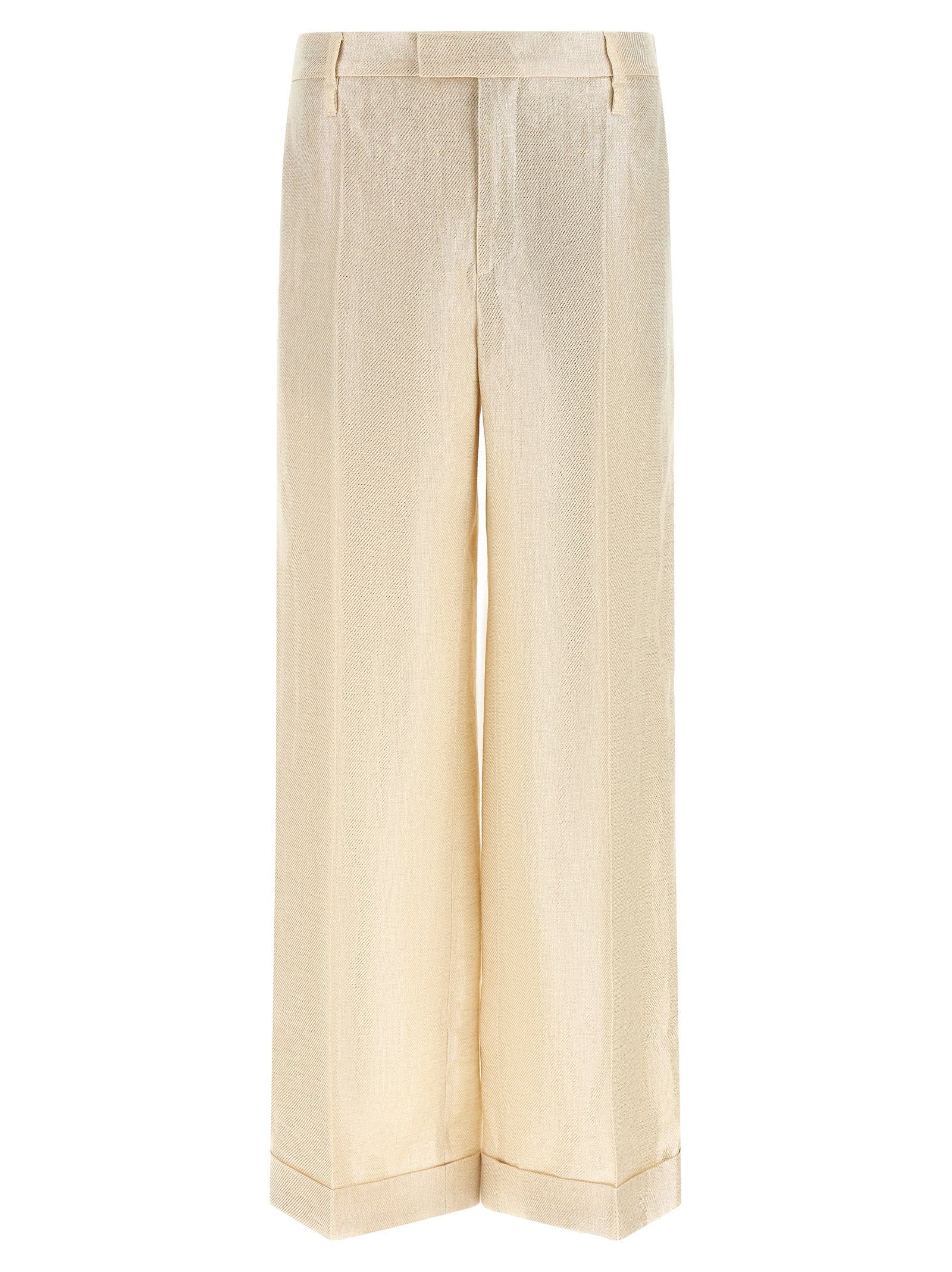 Brunello Cucinelli Lamé Linen Pants Gold