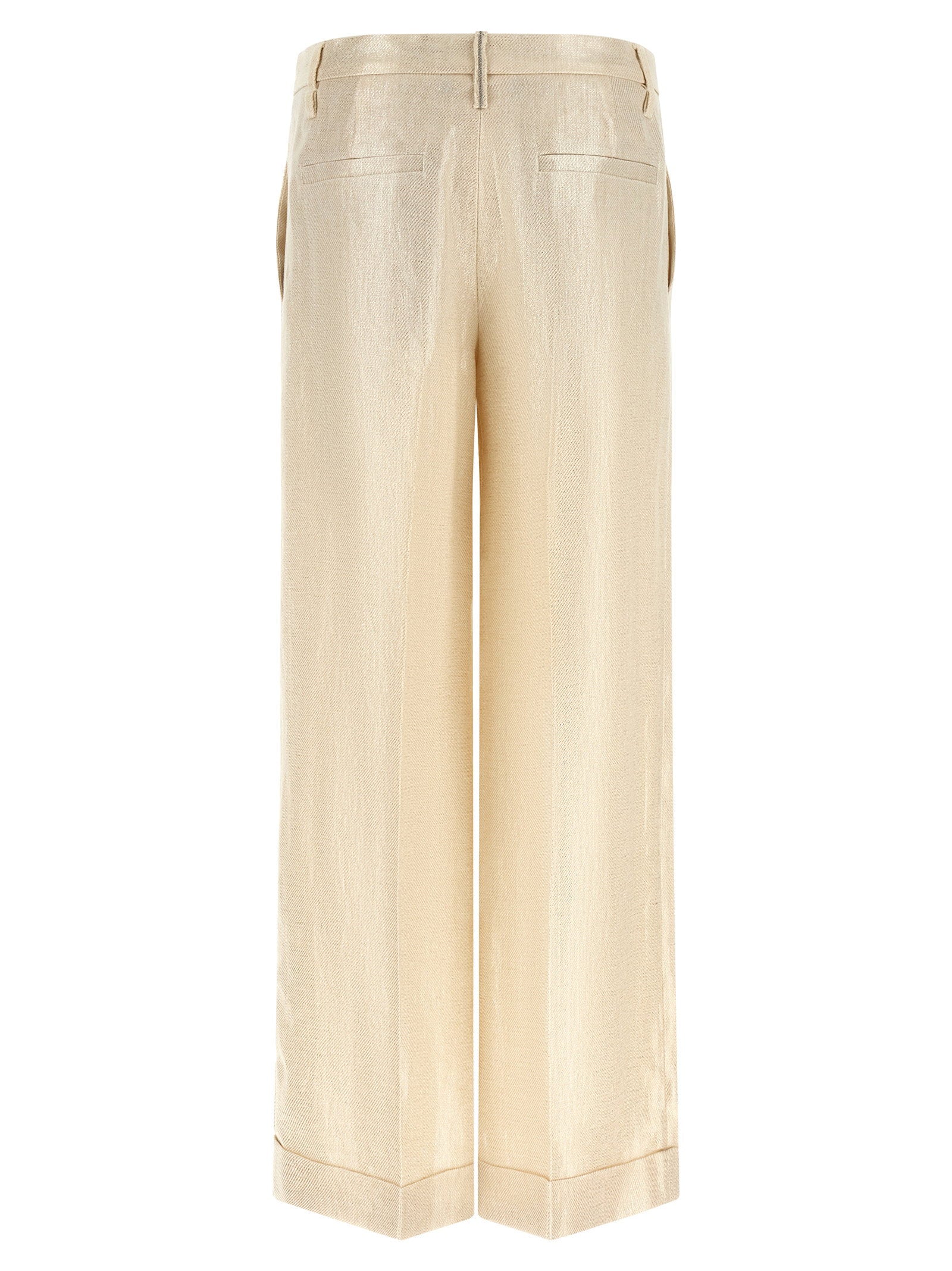 Brunello Cucinelli Lamé Linen Pants Gold