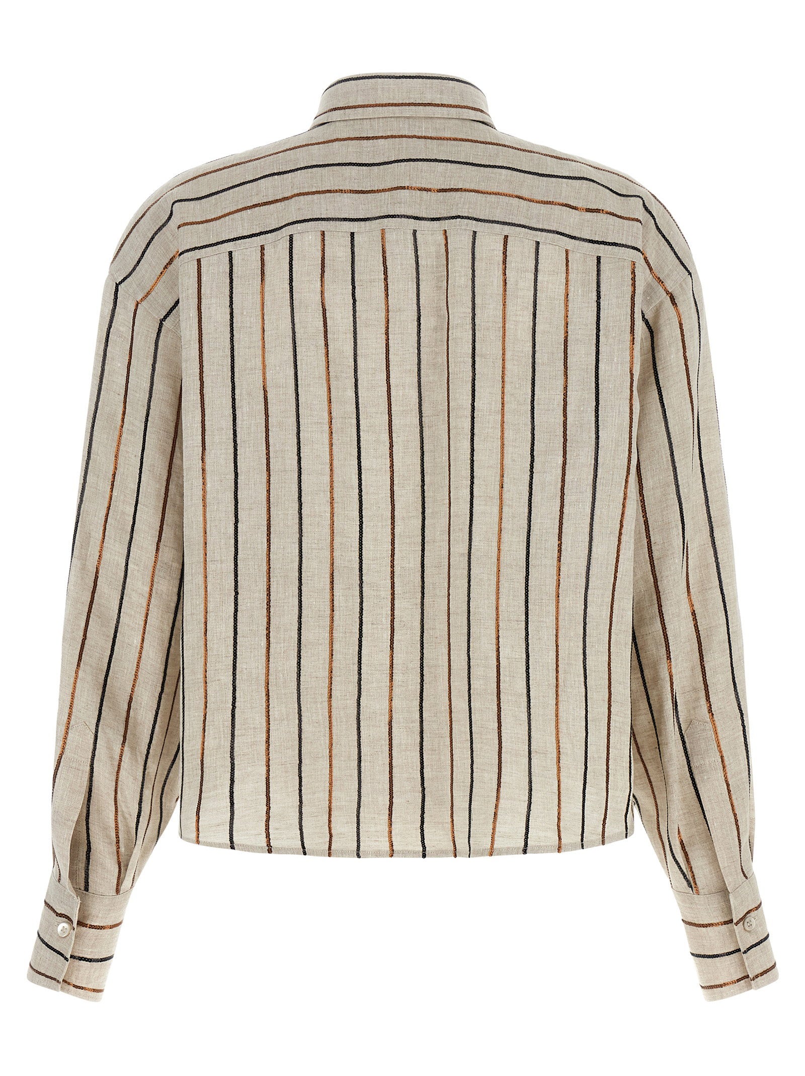Brunello Cucinelli Sparkling Stripes Shirt Beige