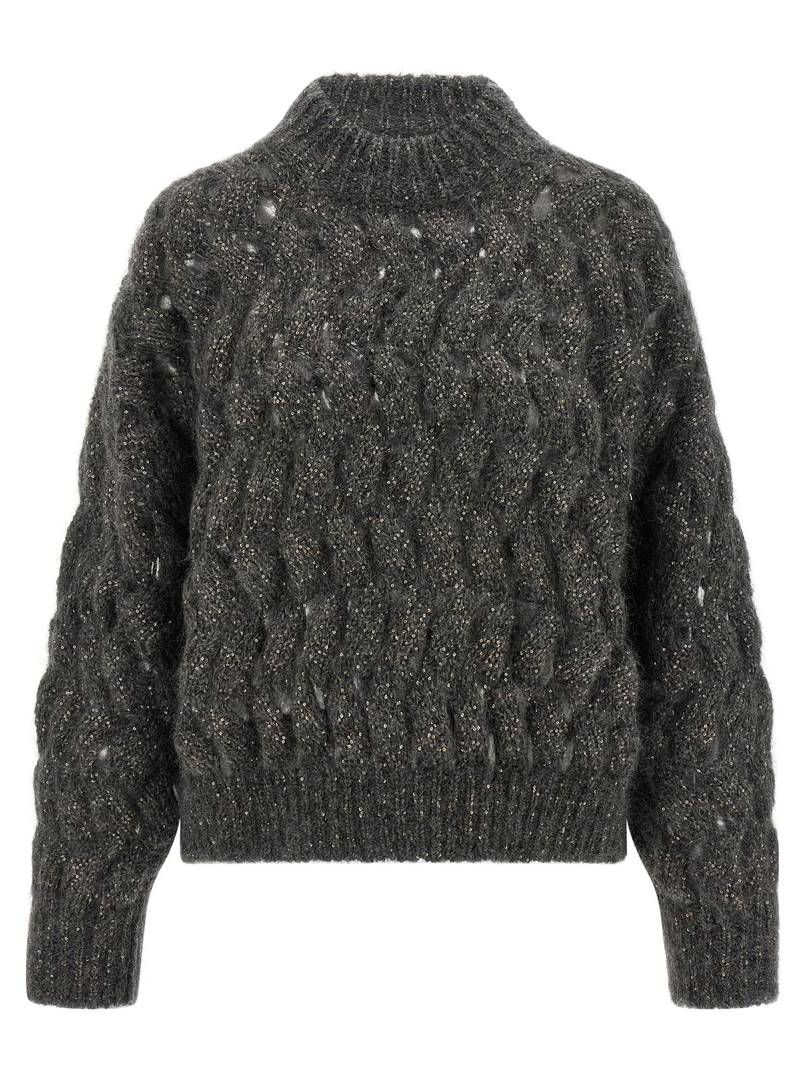Brunello Cucinelli Dazzling Waves Sweater Gray