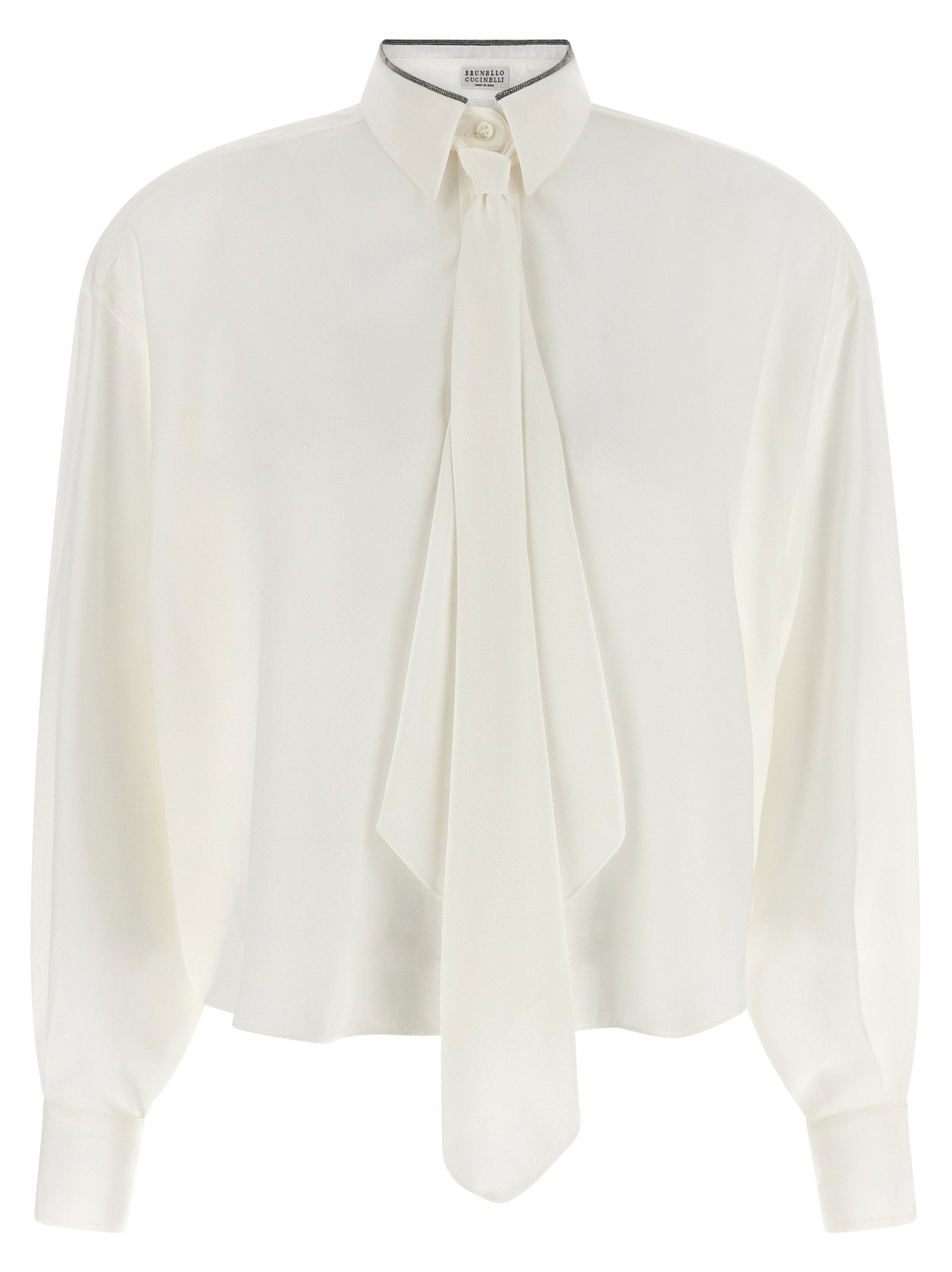 Brunello Cucinelli Shiny Collar Shirt White