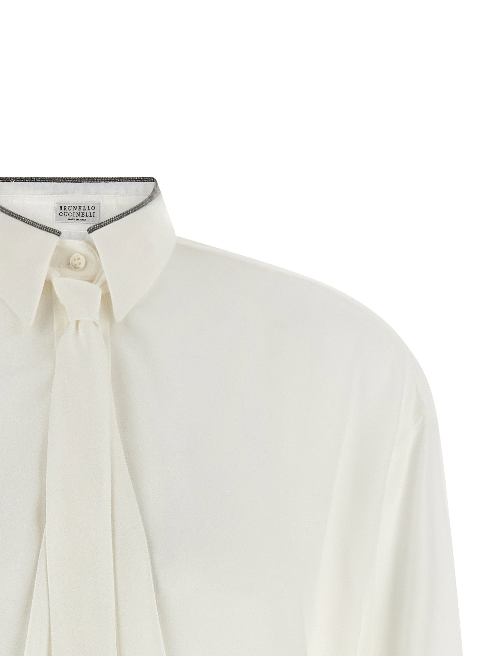 Brunello Cucinelli Shiny Collar Shirt White