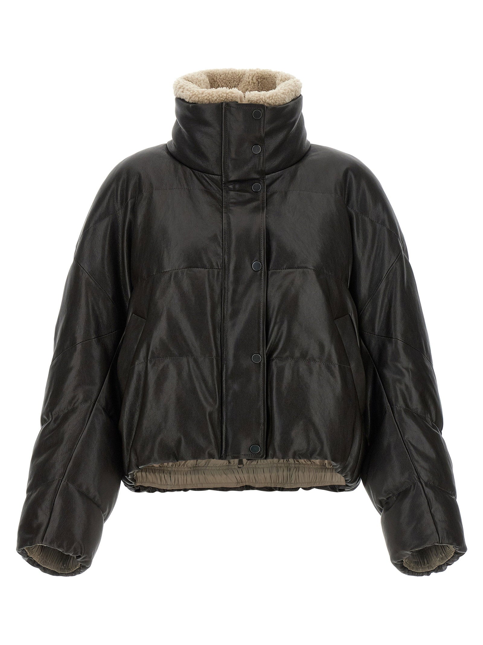 Brunello Cucinelli Padded Leather Jacket Brown