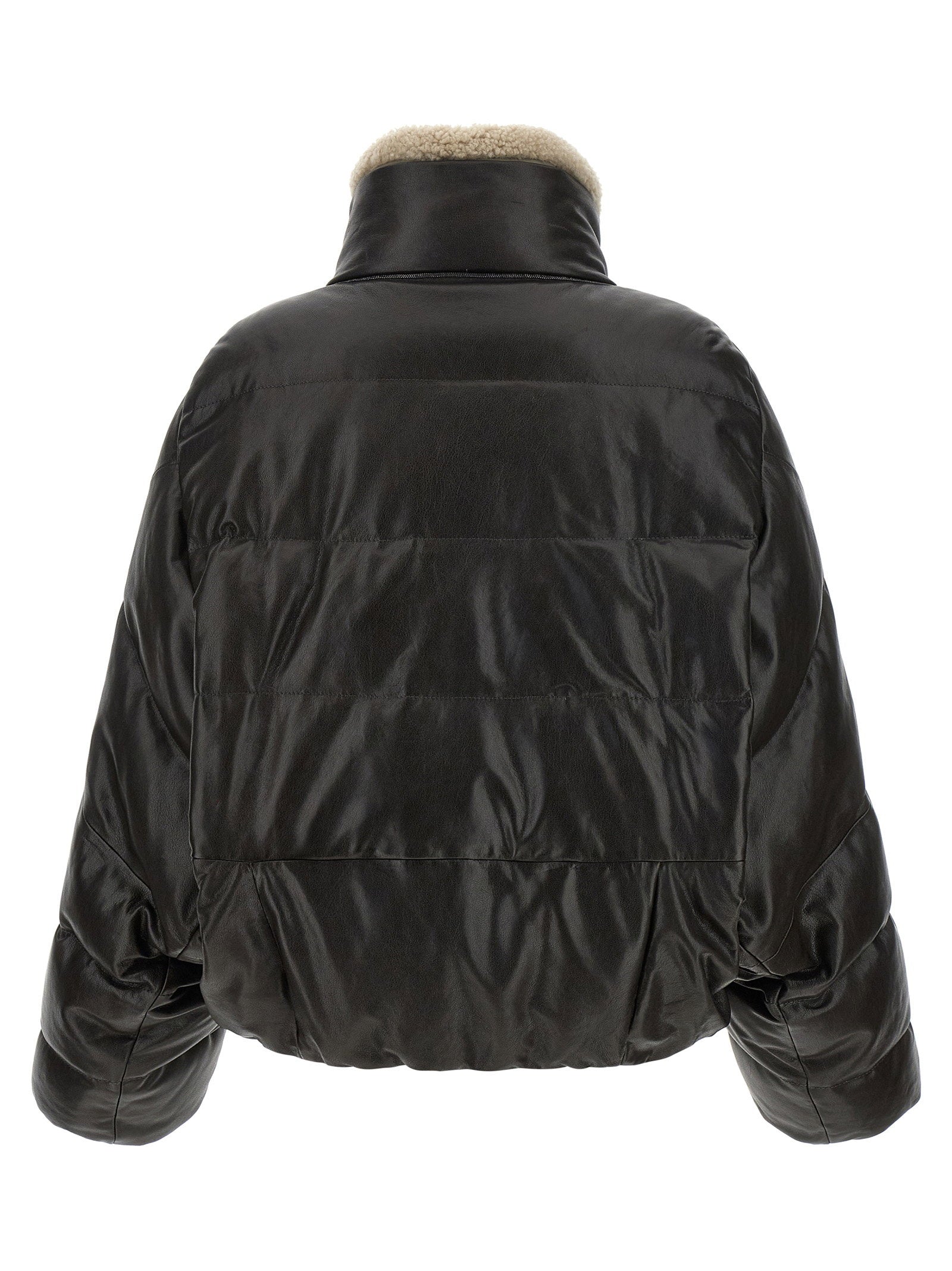 Brunello Cucinelli Padded Leather Jacket Brown