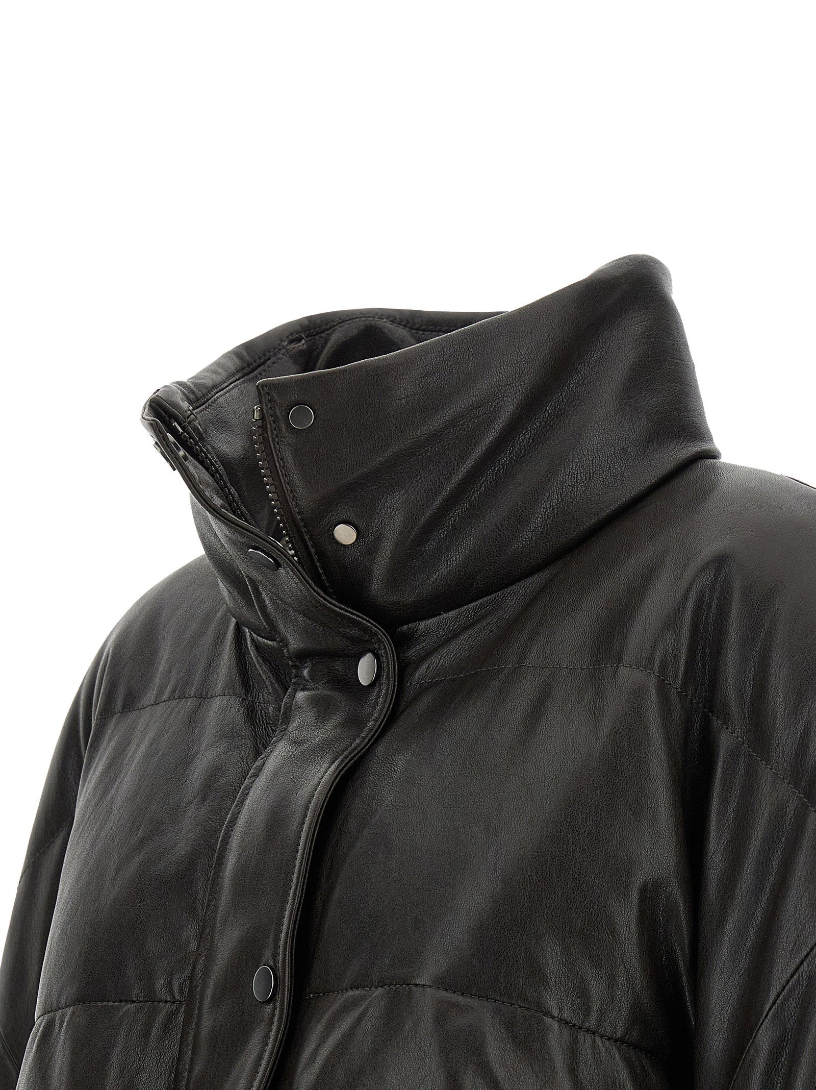 Brunello Cucinelli Padded Leather Jacket Brown