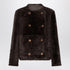 Brunello Cucinelli Reversible Cropped Shearling Fuzzy Jacket in Brown