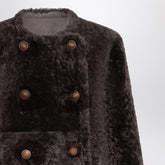 Brunello Cucinelli Reversible Cropped Shearling Fuzzy Jacket in Brown