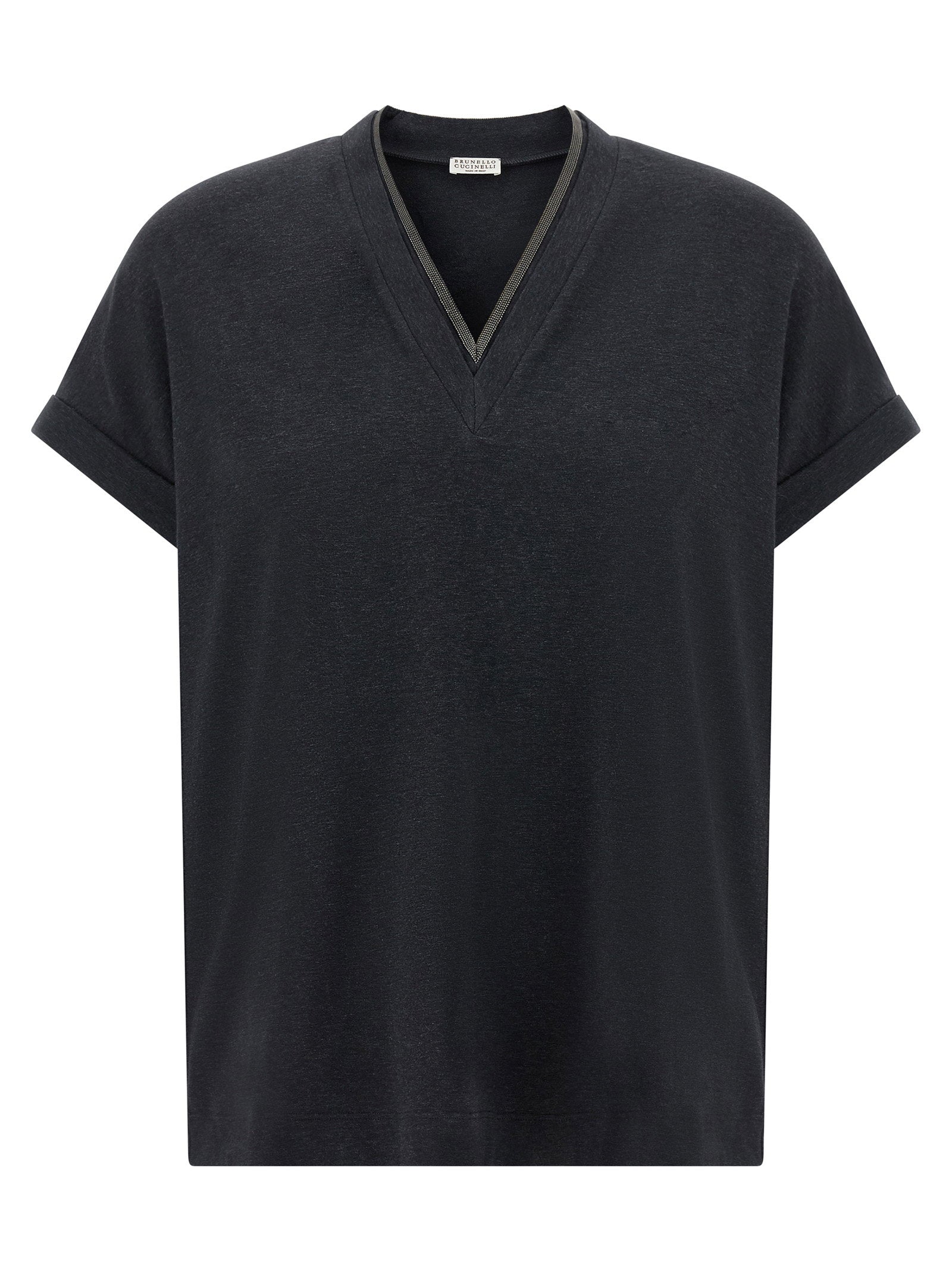 Brunello Cucinelli Shiny Trims T-shirt Gray