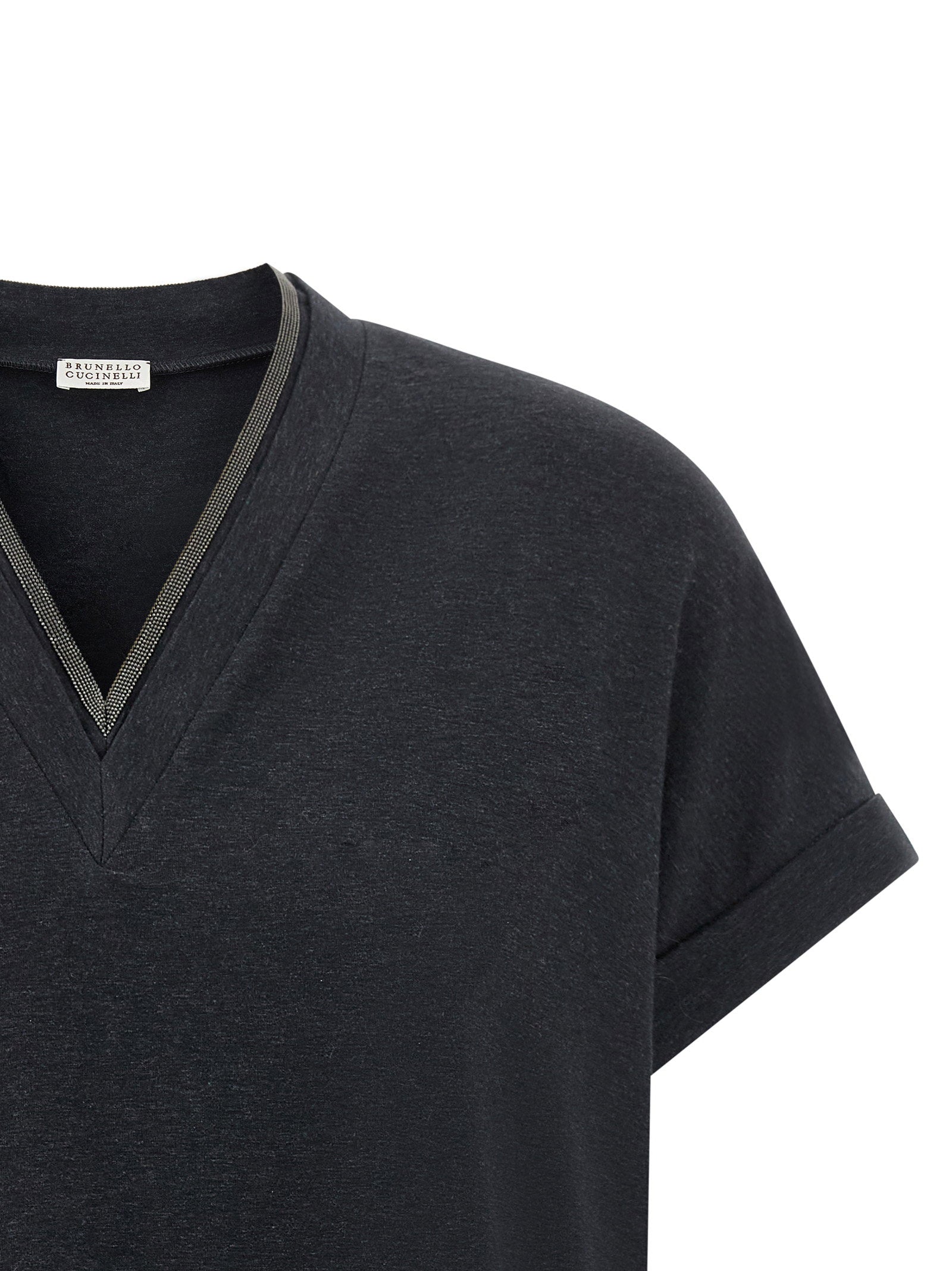 Brunello Cucinelli Shiny Trims T-shirt Gray