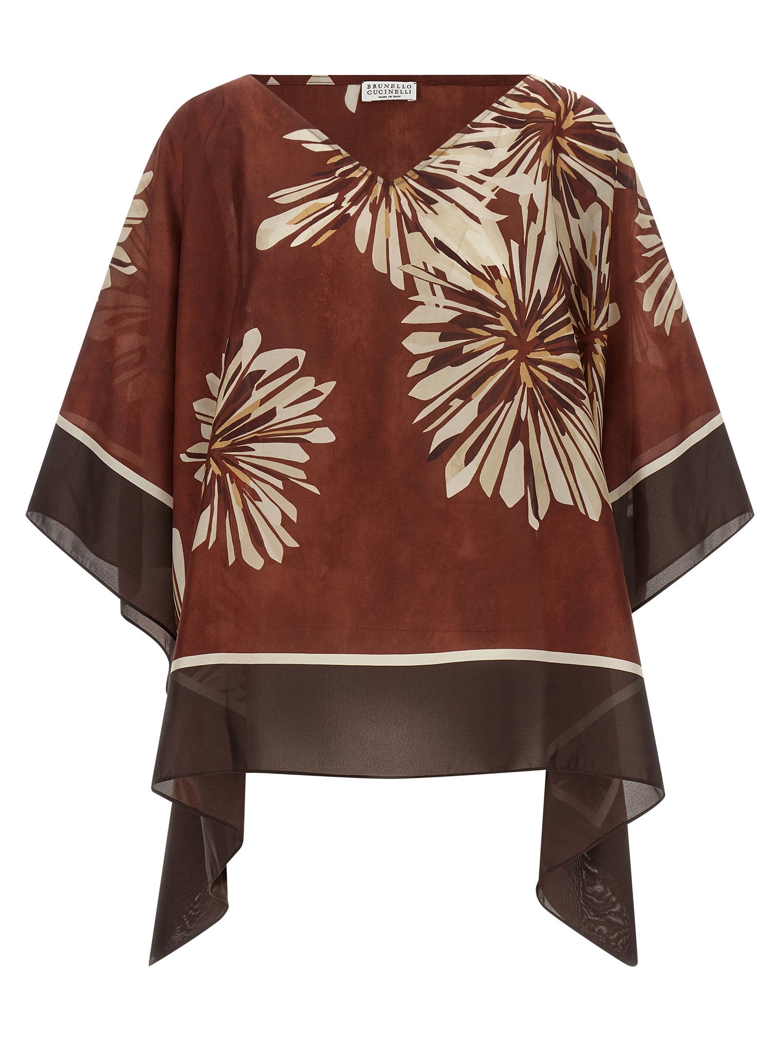Brunello Cucinelli Silk Scarf Blouse Bordeaux