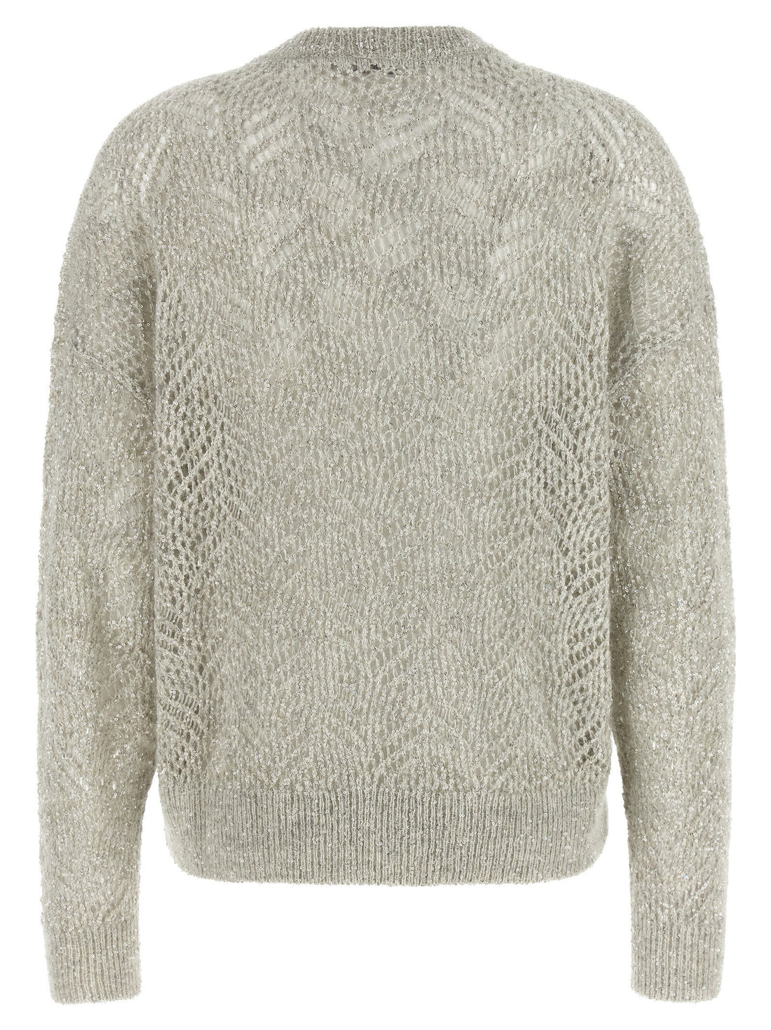 Brunello Cucinelli Dazzling Abstract Leaf Sweater Gray